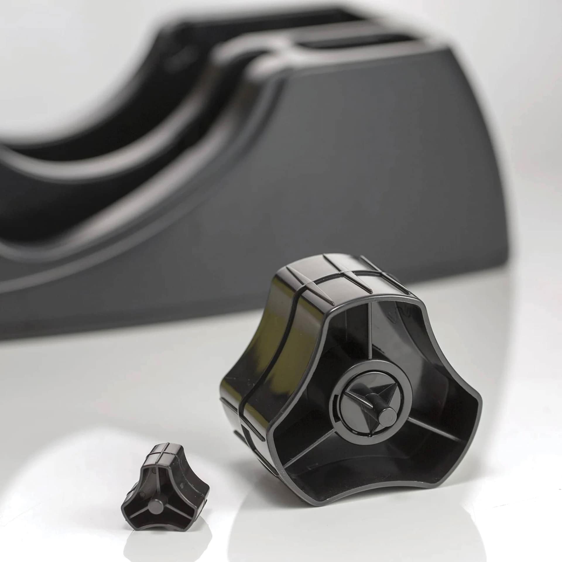 Officemate Dual Roll Tape Dispenser - Replacement Cores beside tape dispenser (not included)