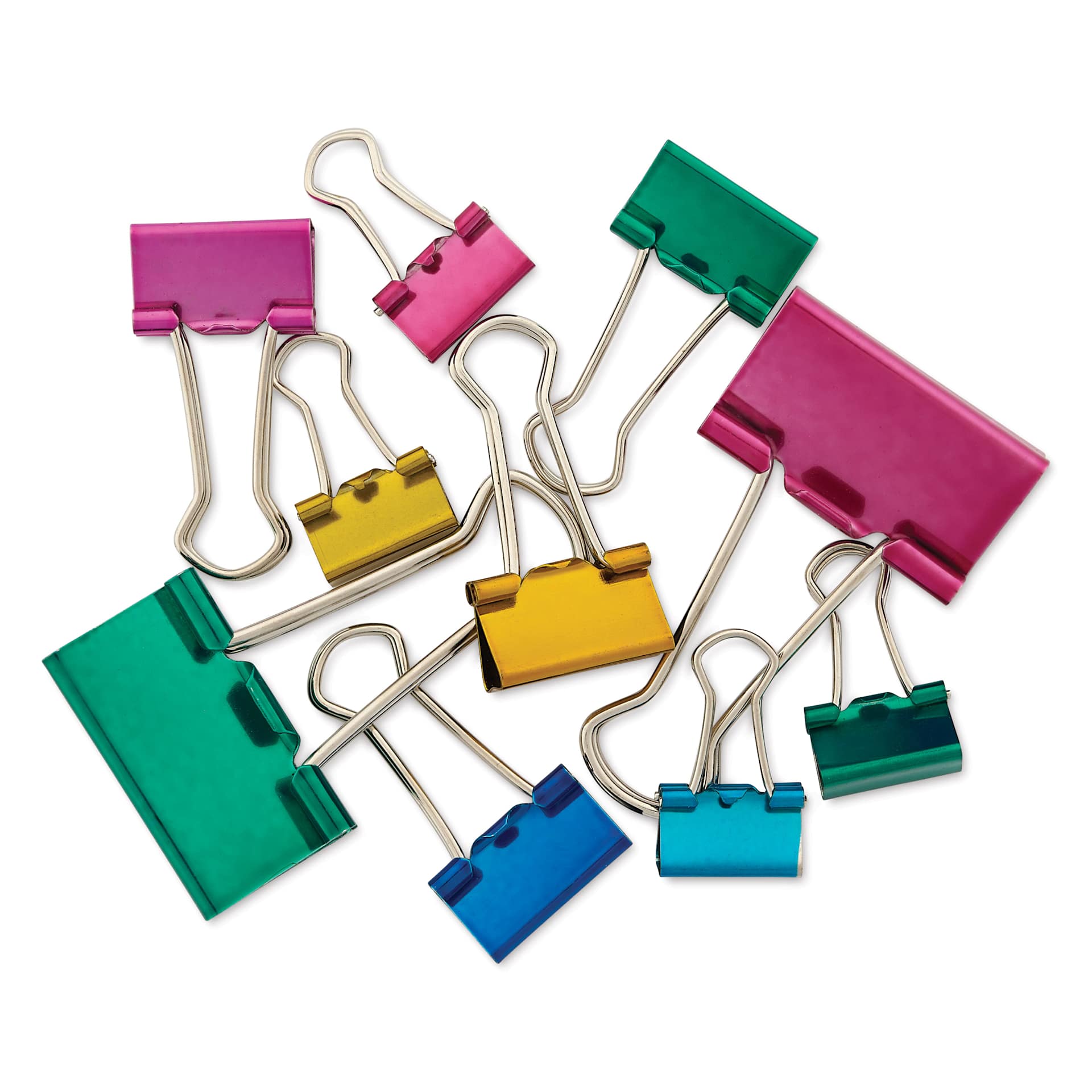 Charles Leonard Binder Clips - Pkg of 10, Metallic, Assorted