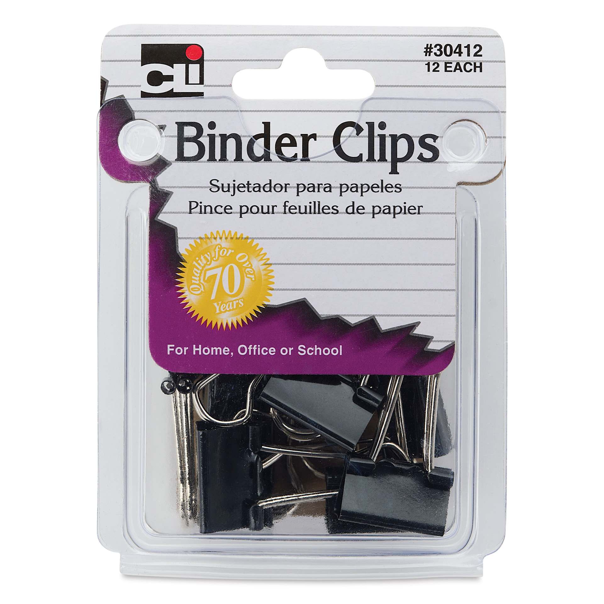 Charles Leonard Binder Clips - Pkg of 12, Black, Small front of packaging