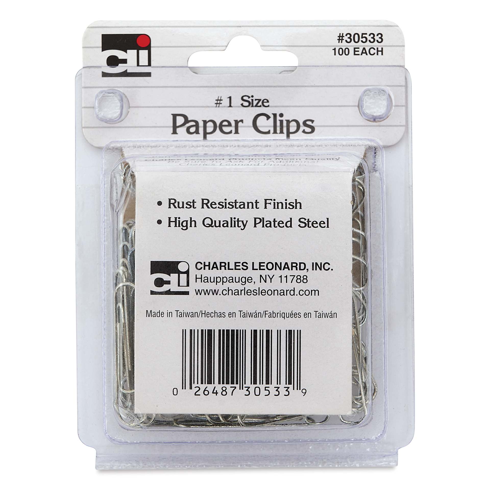 Charles Leonard Paper Clips - Pkg of 100, Standard, Silver back of packaging