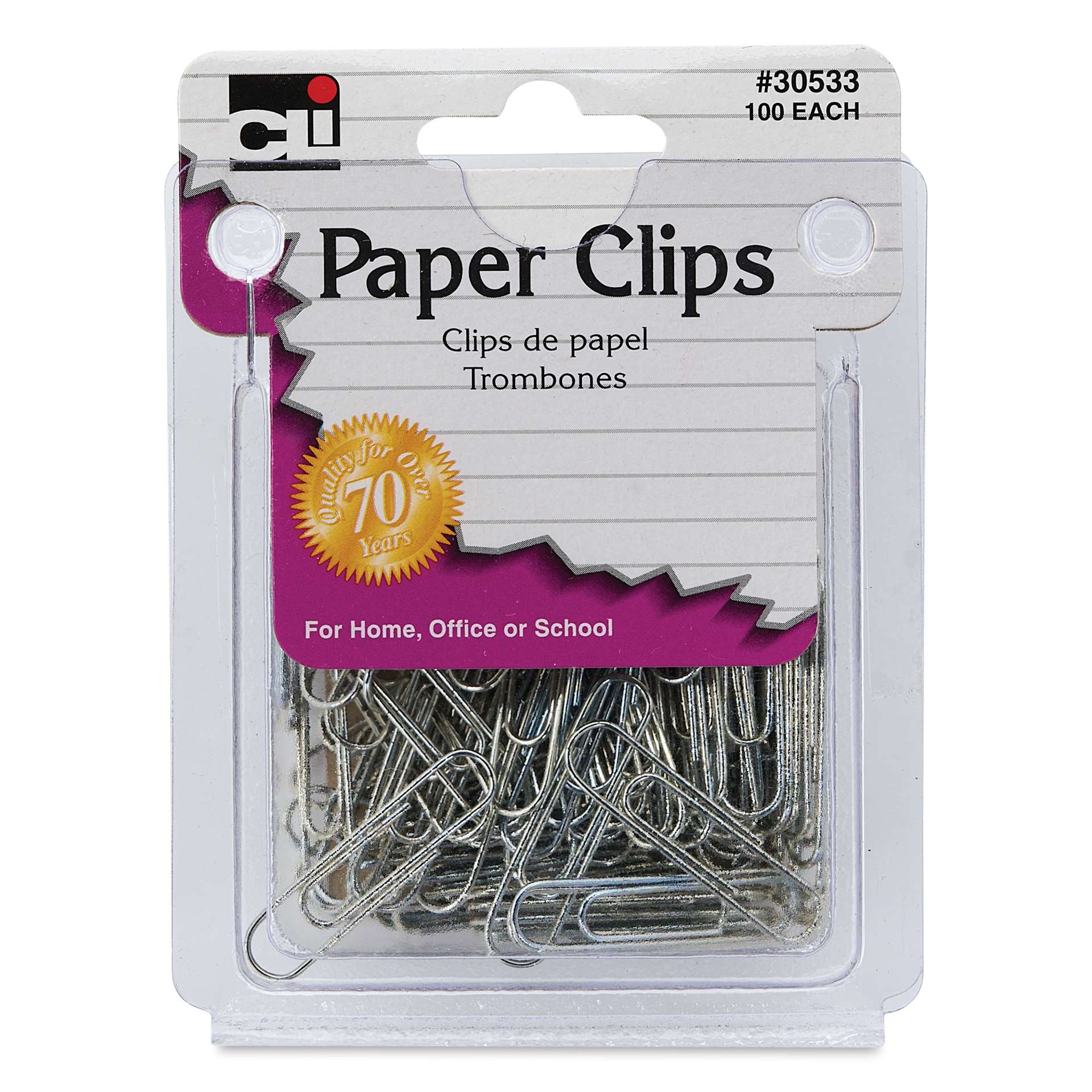 Charles Leonard Paper Clips - Pkg of 100, Standard, Silver front of packaging