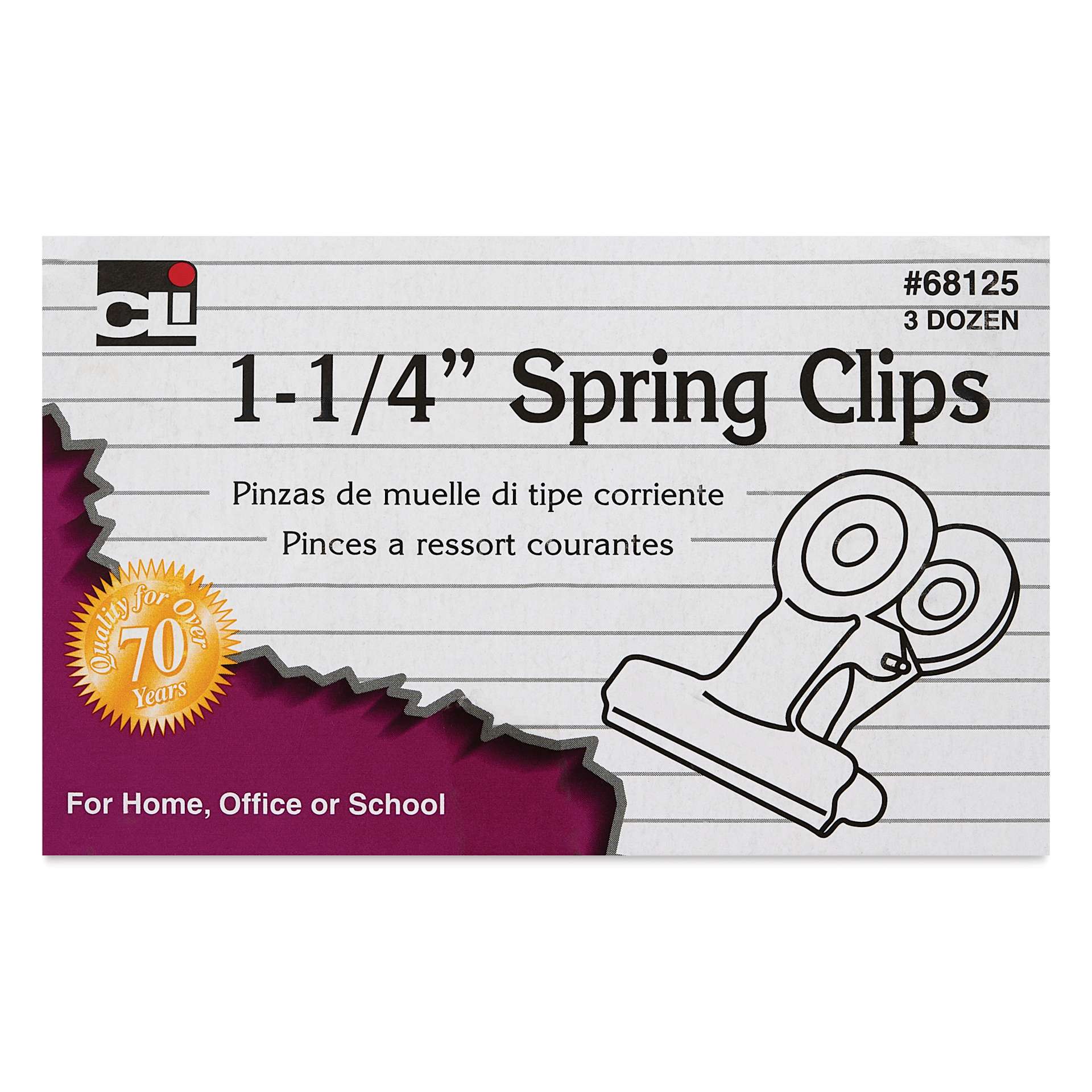 Charles Leonard Spring Clips - Pkg of 36, 1.25" front of packaging