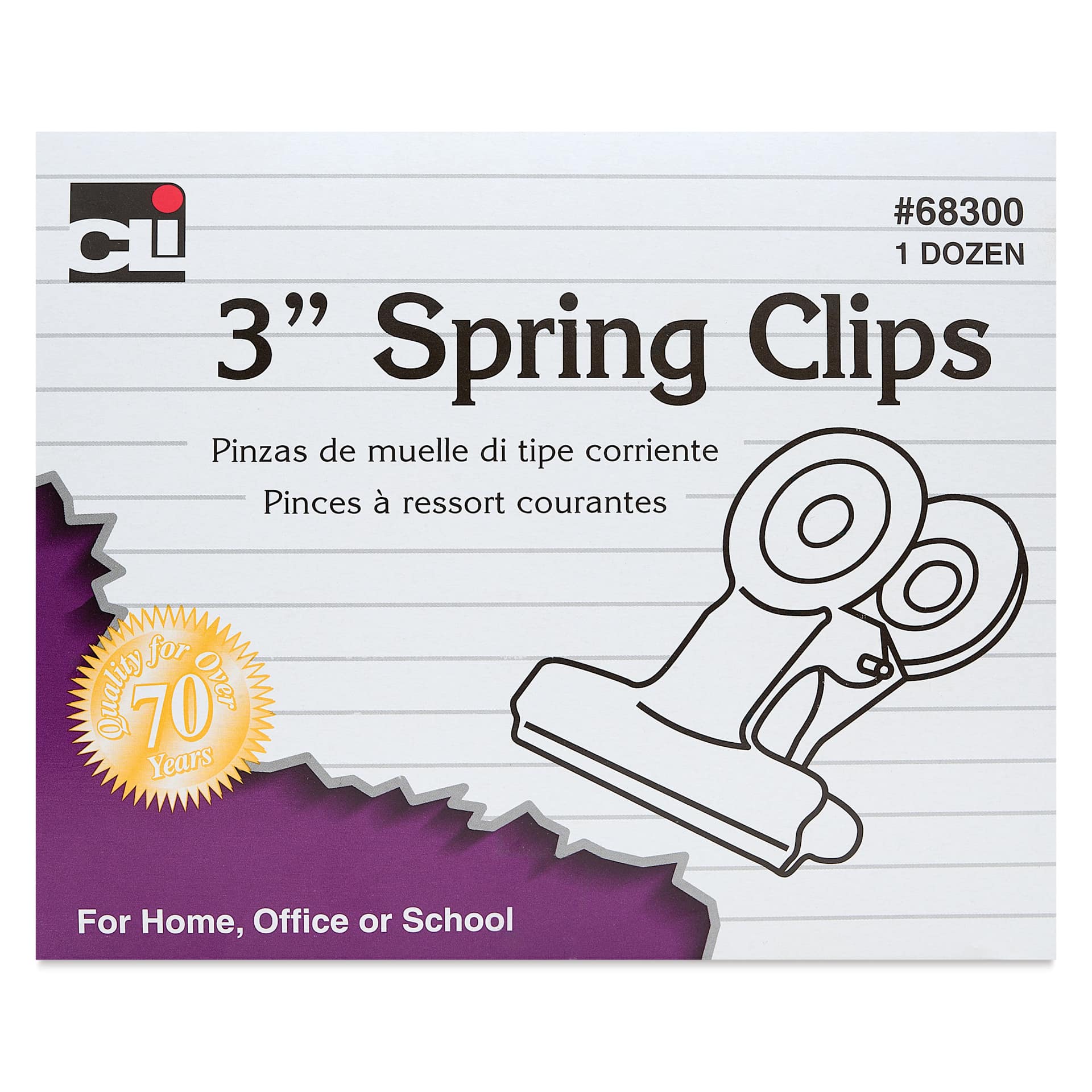 Charles Leonard Spring Clips - Pkg of 12, 3", packaging