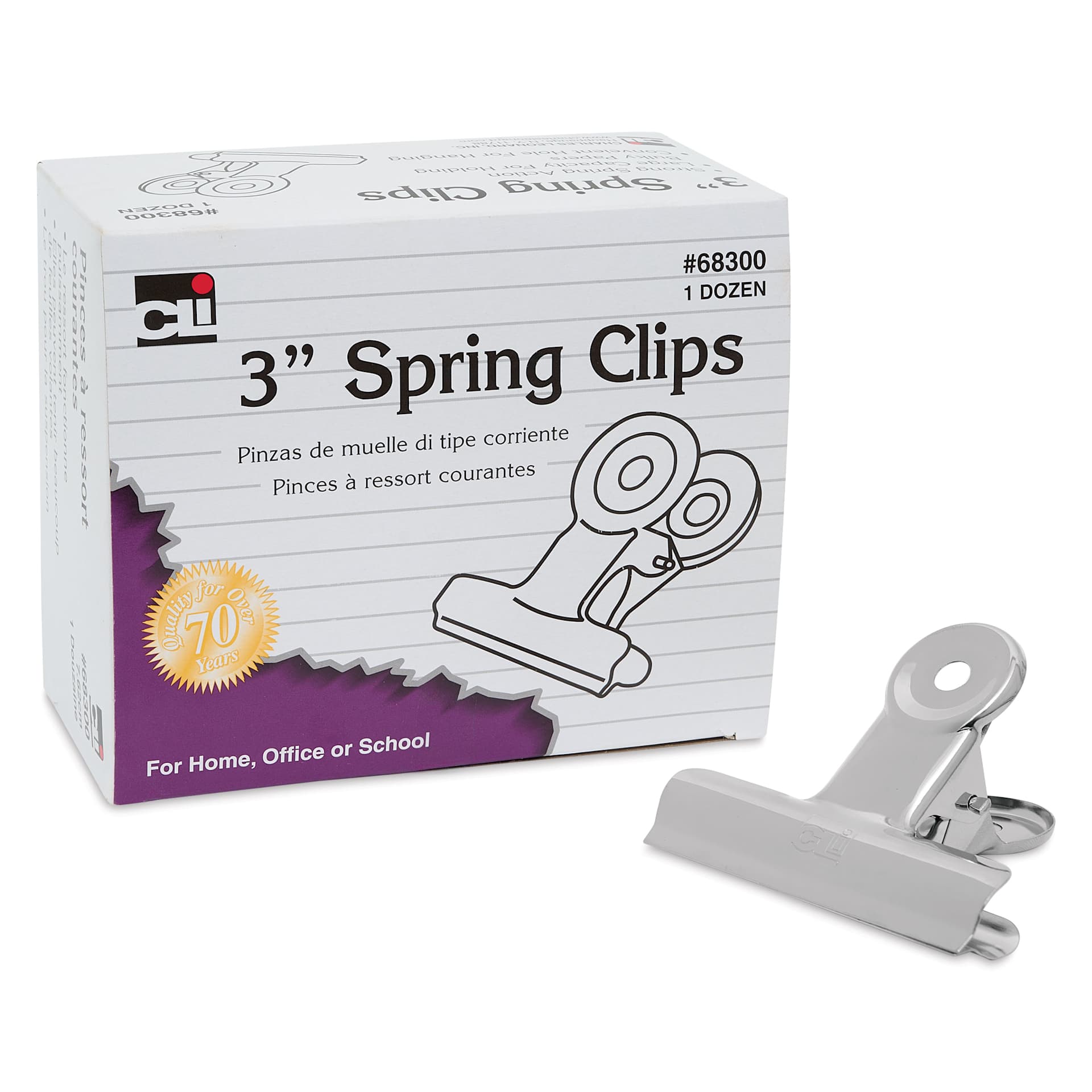 Charles Leonard Spring Clips - Pkg of 12, 3", single clip out of packaging