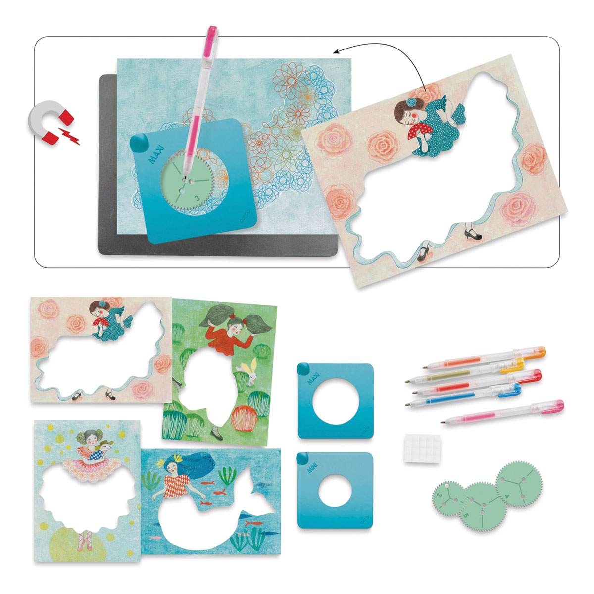 Djeco Le Grand Spirals Kit - Dress Patterns (Kit contents)