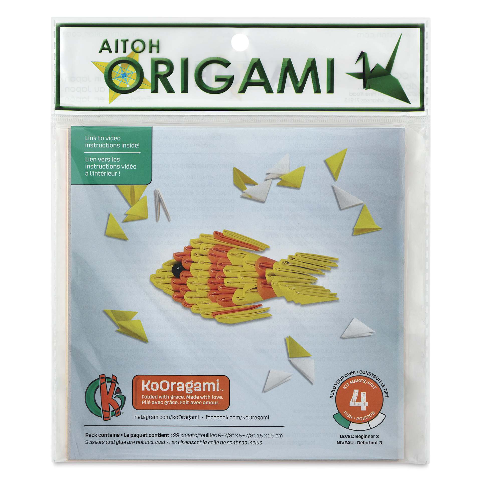 Aitoh Koorigami 3D Origami Kit - Fish, front of packaging