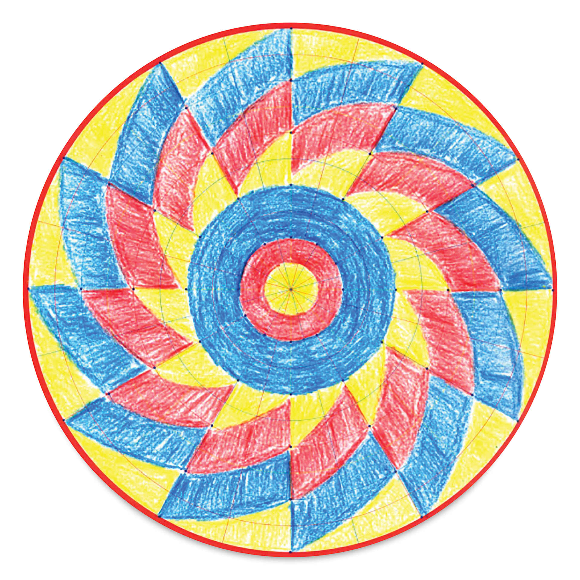 Roylco Make-A-Mandala Paper - 11" x 11", Pkg of 36 (finished example that looks like a star burst)