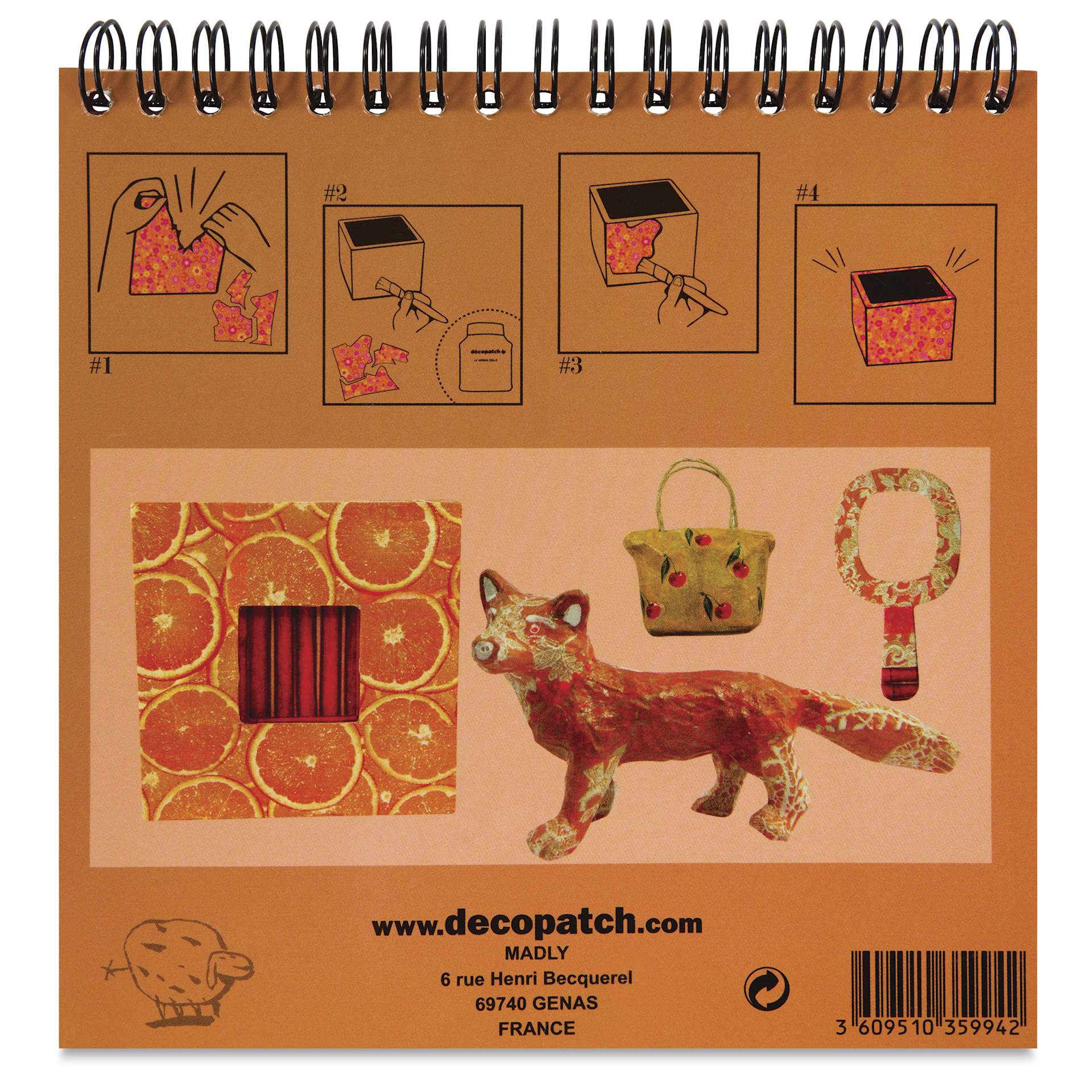 DecoPatch Paper DecoPad - Orange, 6" x 6" - back of pad