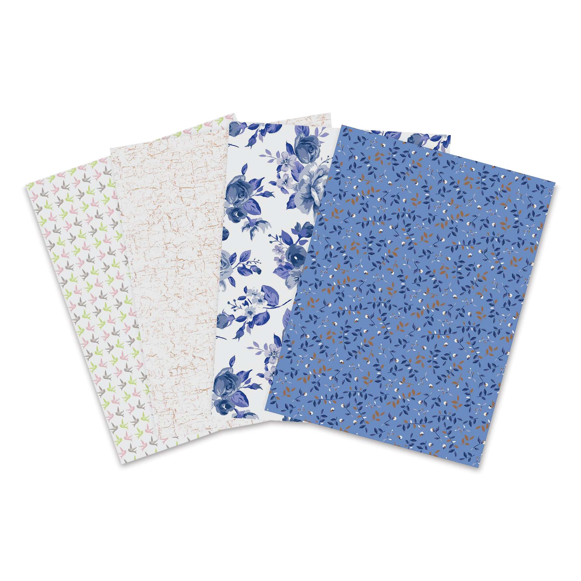 Decopatch Mix & Patch Paper Assortment - Set of 4, Shades of Blue, 30 cm x 40 cm