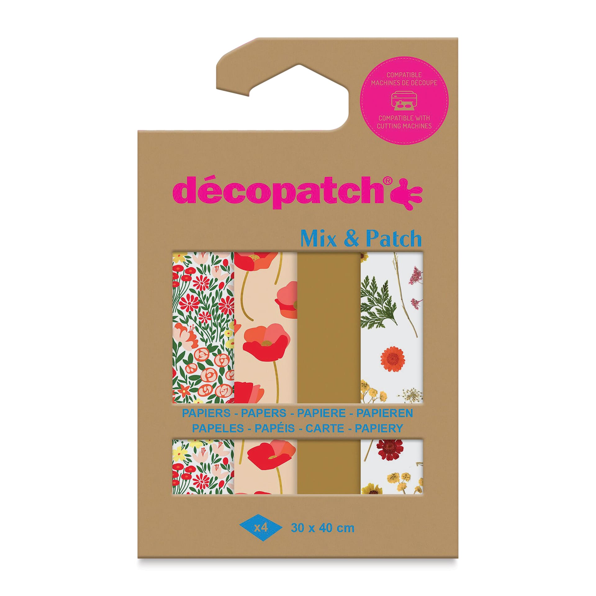 Decopatch Mix & Patch Paper Assortment - Set of 4, Love Is in the Meadow, 30 cm x 40 cm front of packaging