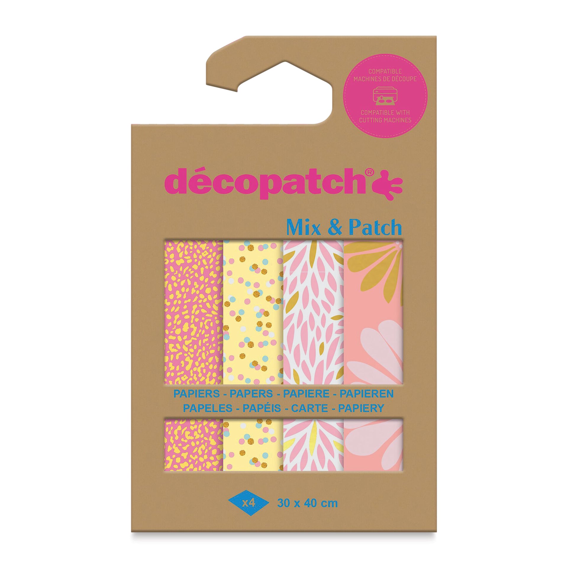 Decopatch Mix & Patch Paper Assortment - Set of 4, Sweet Hour, 30 cm x 40 cm front of packaging