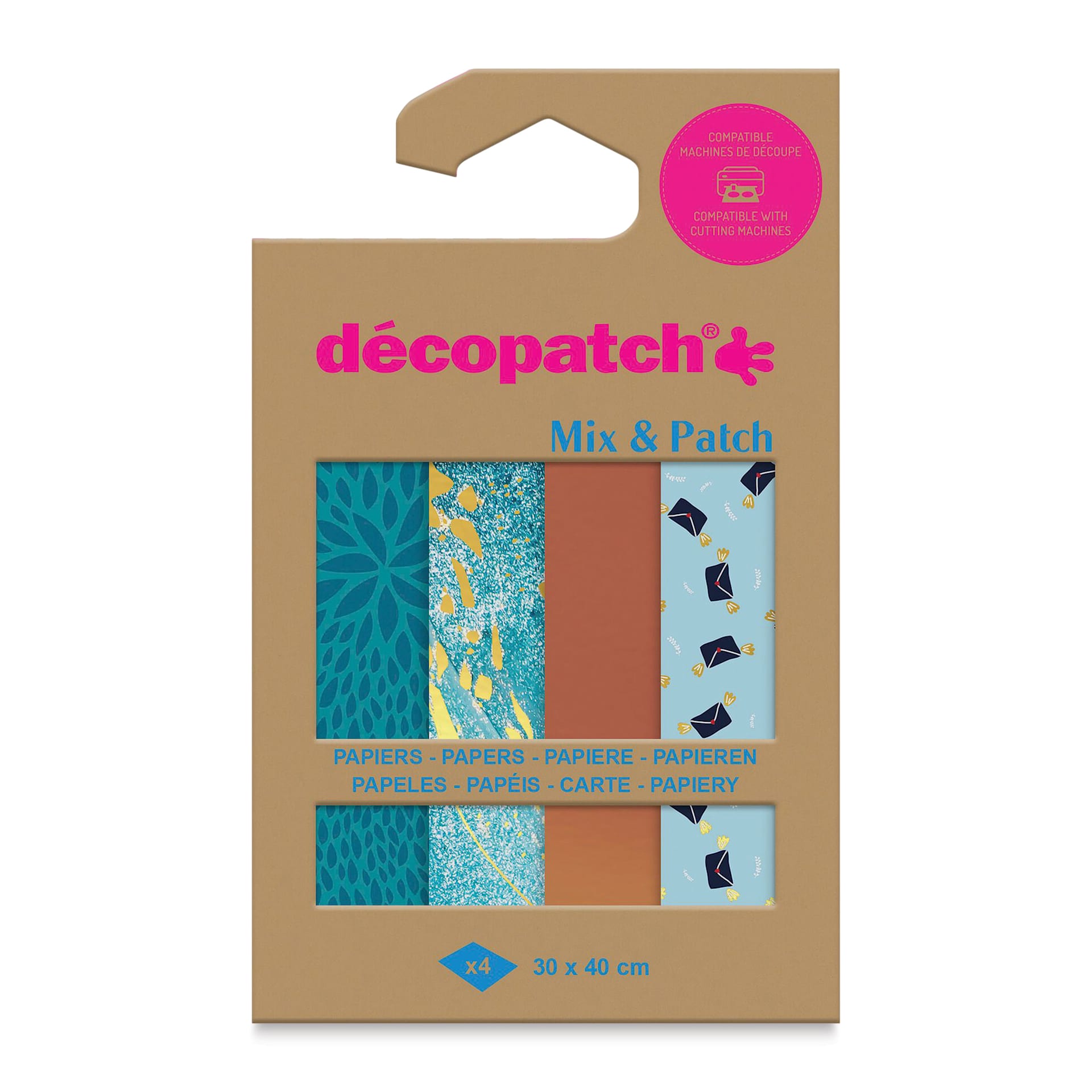 Decopatch Mix & Patch Paper Assortment - Set of 4, Bleu of You, 30 cm x 40 cm front of packaging
