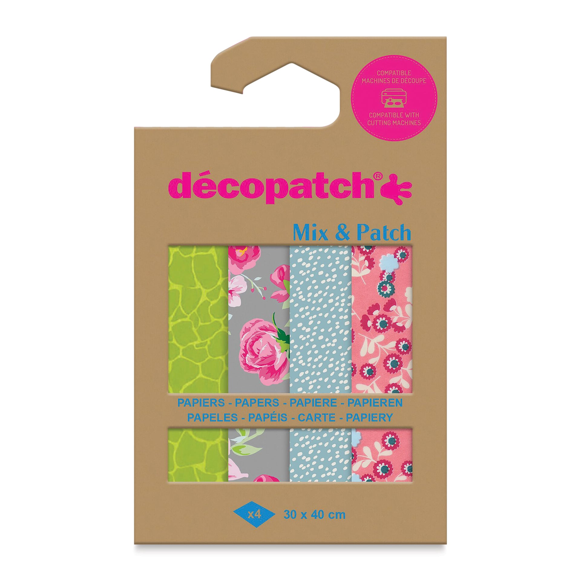 Decopatch Mix & Patch Paper Assortment - Set of 4, Royal Botanic Garden, 30 cm x 40 cm front of packaging