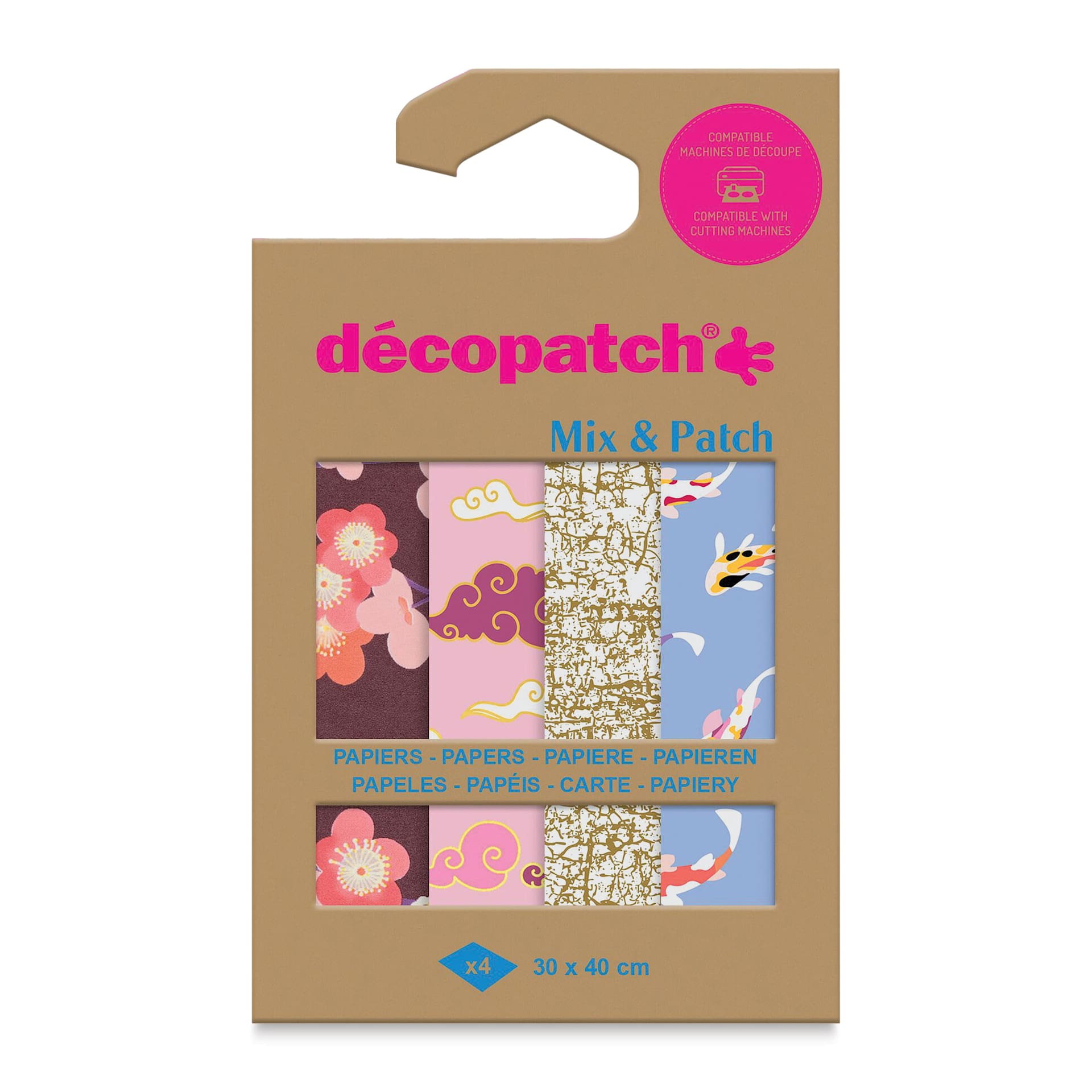 Decopatch Mix & Patch Paper Assortment - Set of 4, Trip to Japan, 30 cm x 40 cm front of packaging