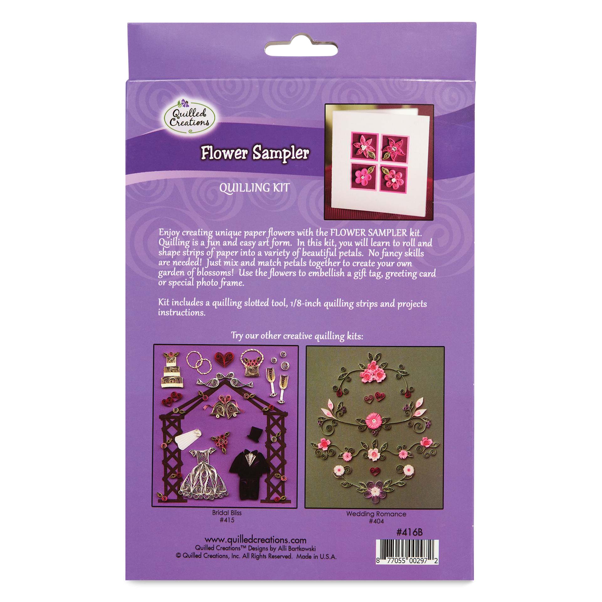 Quilled Creations Quilling Kit - Deluxe Flower Sampler - back of packaging