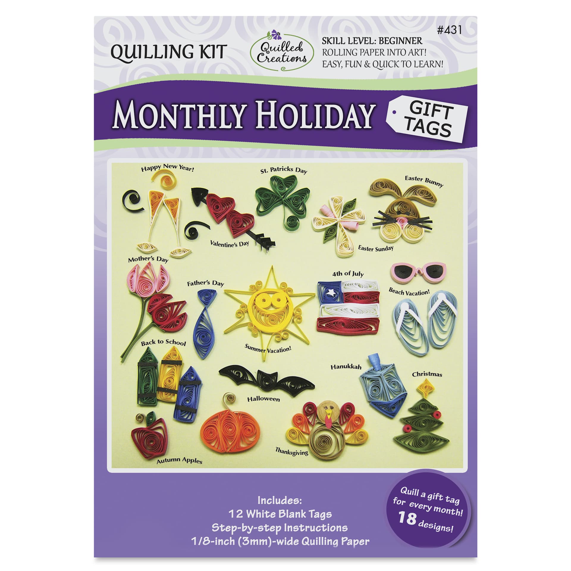 Quilled Creations Quilling Kit - Monthly Holiday Tags - front of packaging