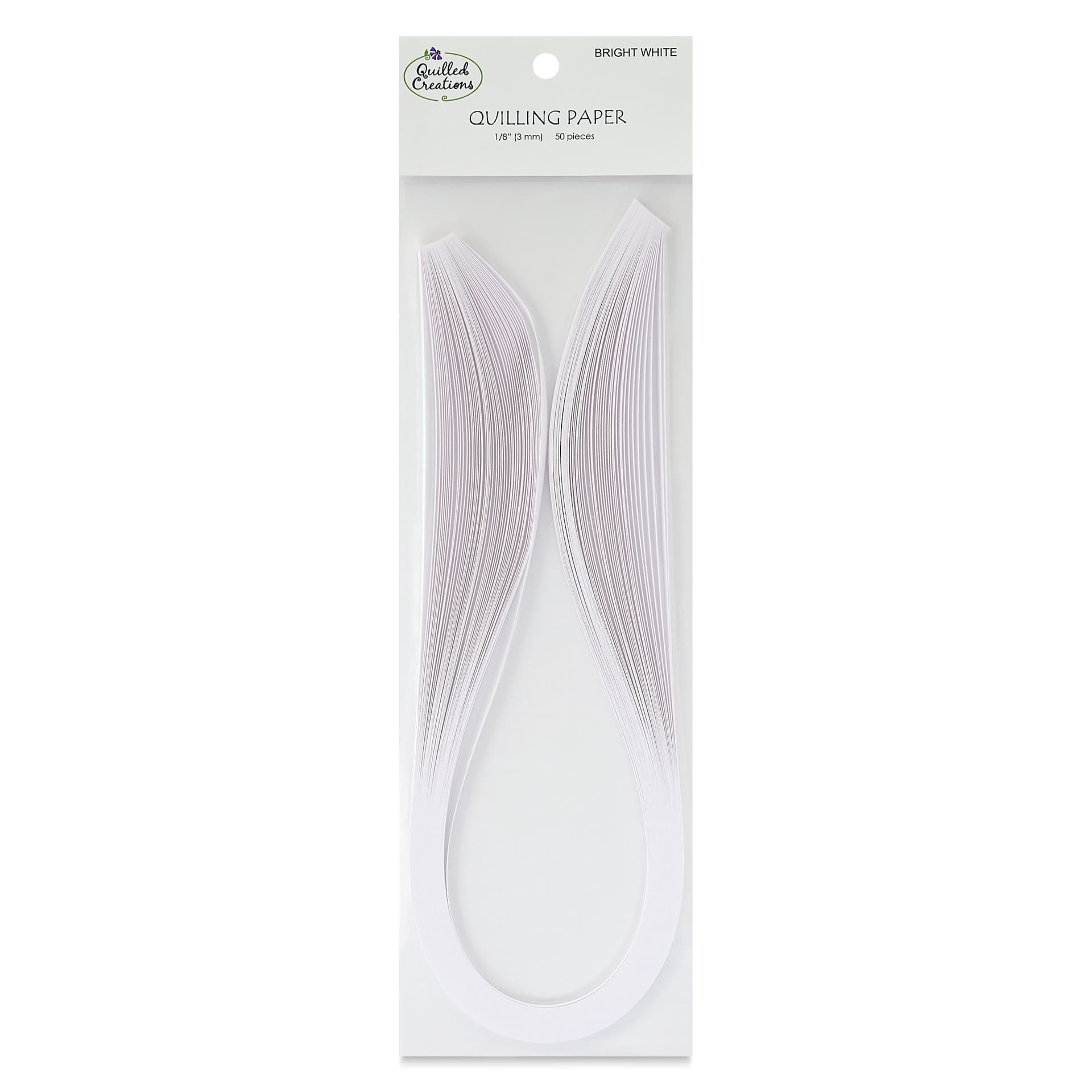 Quilled Creations Premium Quilling Paper - Pkg of 50, Bright White, 1/8" front of packaging