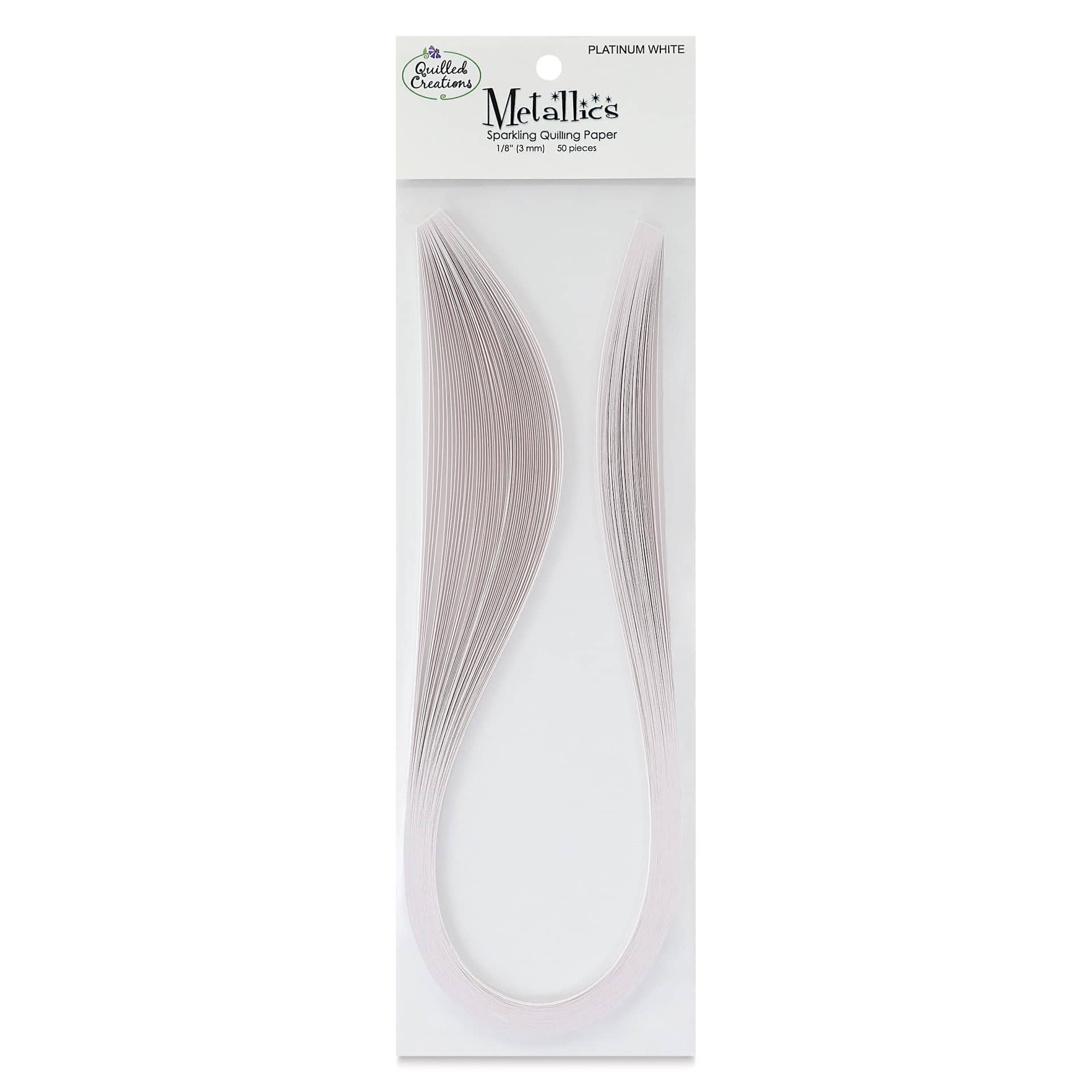 Quilled Creations Metallic Quilling Paper - Pkg of 50, Platinum White, 1/8" front of packaging