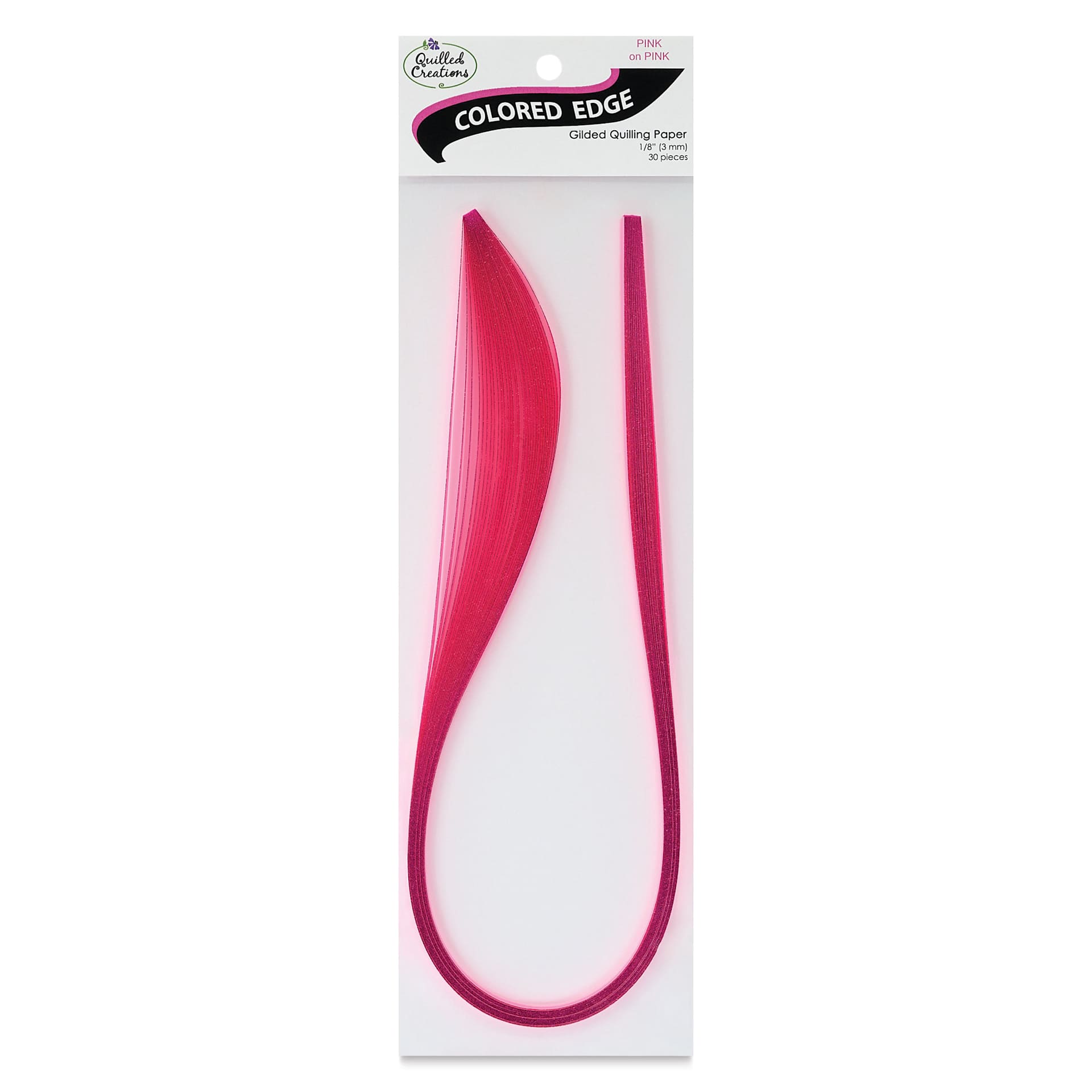 Quilled Creations Colored Edge Gilded Quilling Paper - Pkg of 30, Pink, 1/8" front of packaging