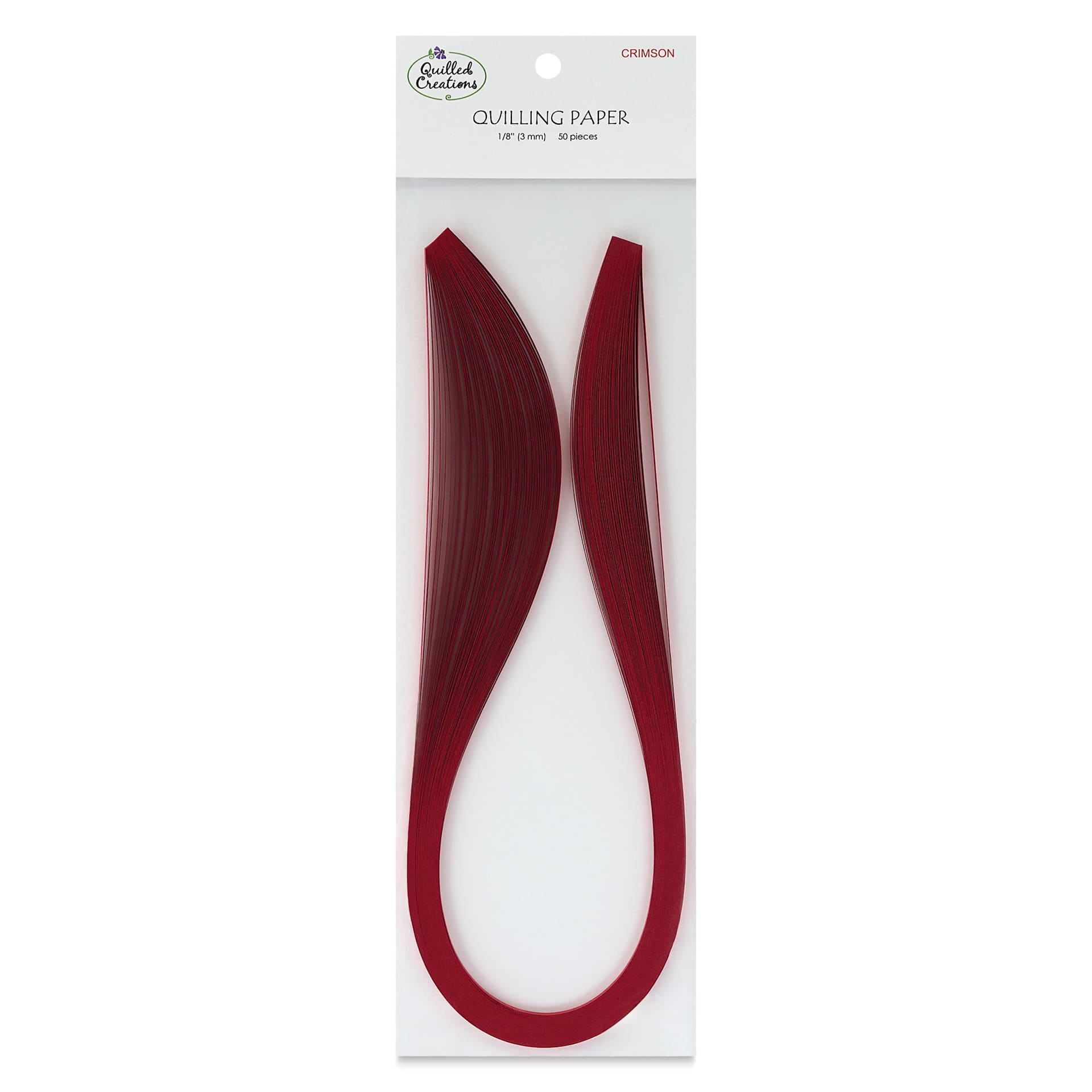 Quilled Creations Premium Quilling Paper - Pkg of 50, Crimson, 1/8" front of packaging