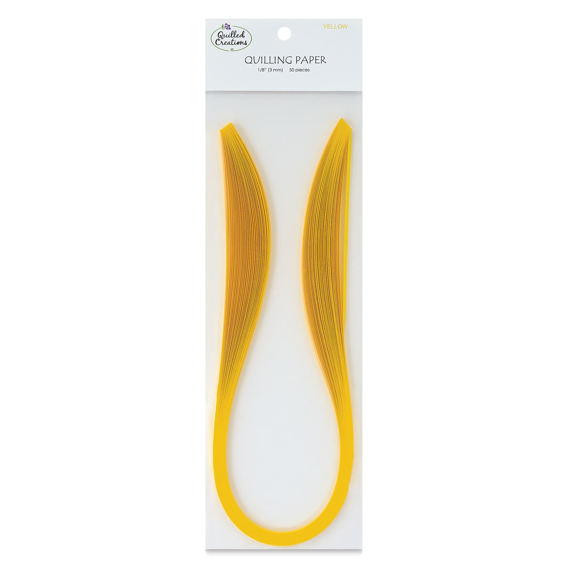 Quilled Creations Premium Quilling Paper - Pkg of 50, Yellow, 1/8" front of packaging
