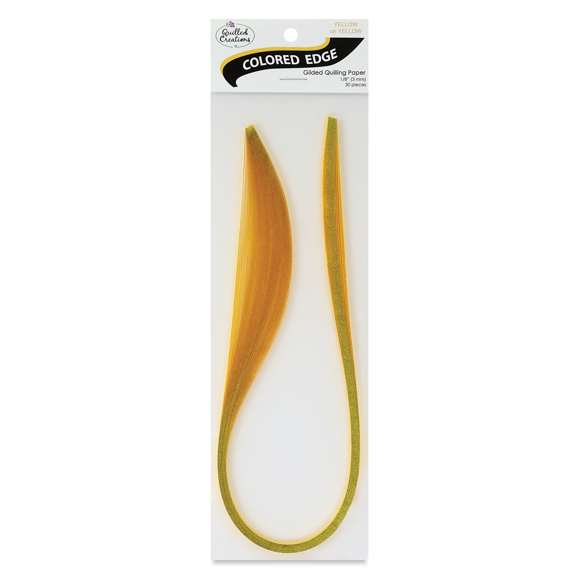 Quilled Creations Colored Edge Gilded Quilling Paper - Pkg of 30, Yellow, 1/8" front of packaging