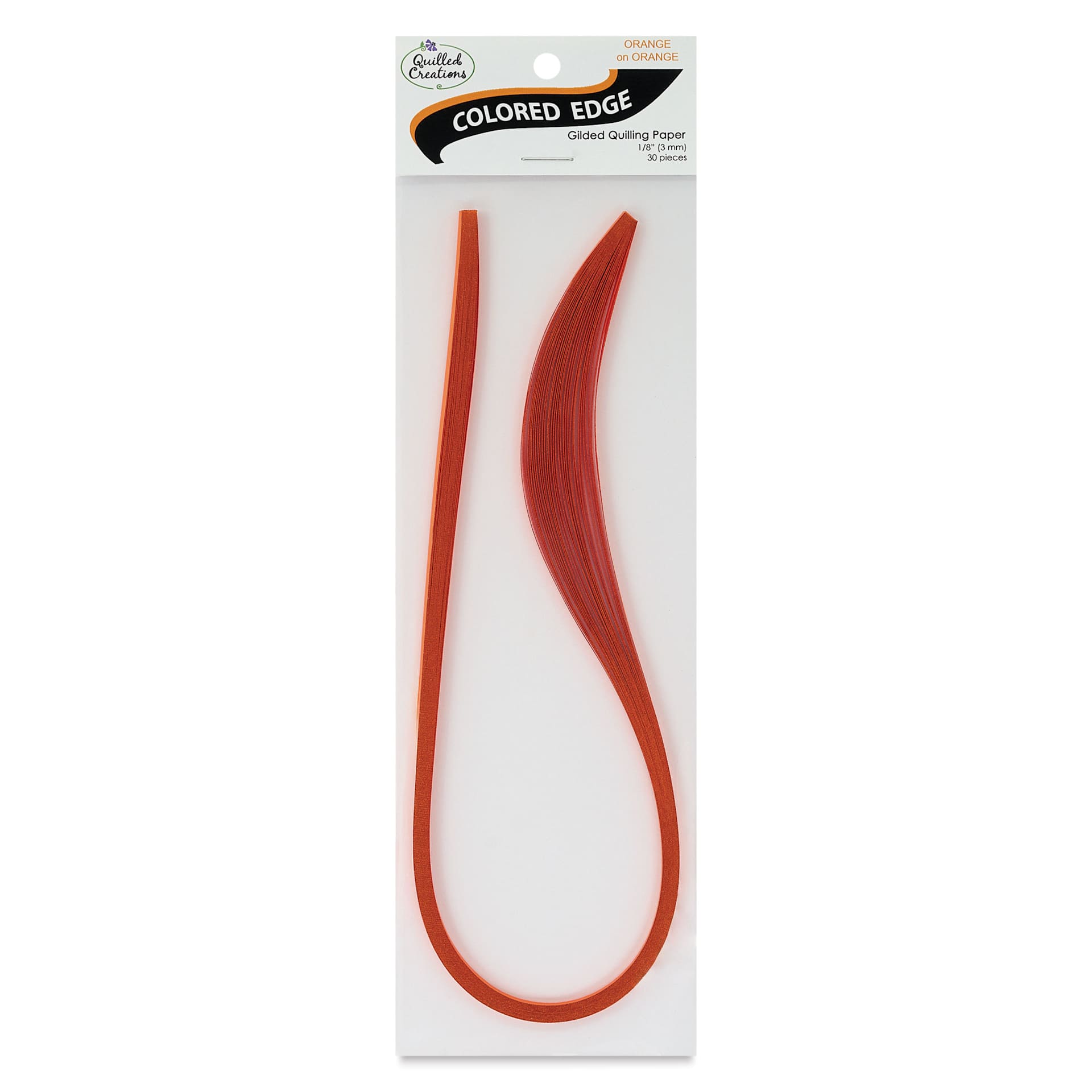 Quilled Creations Colored Edge Gilded Quilling Paper - Pkg of 30, Orange, 1/8" front of packaging