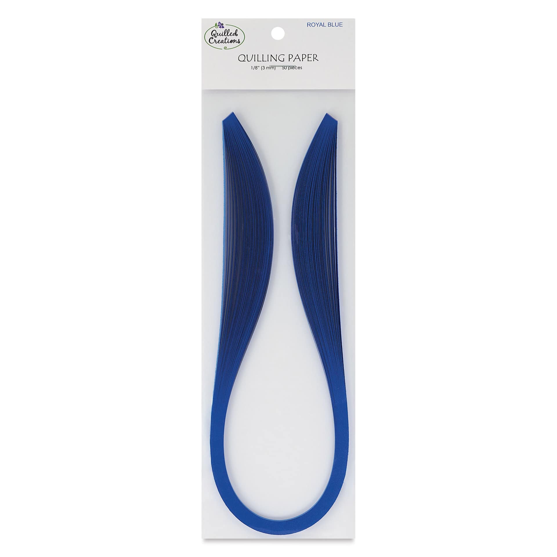Quilled Creations Premium Quilling Paper - Pkg of 50, Royal Blue, 1/8" front of packaging