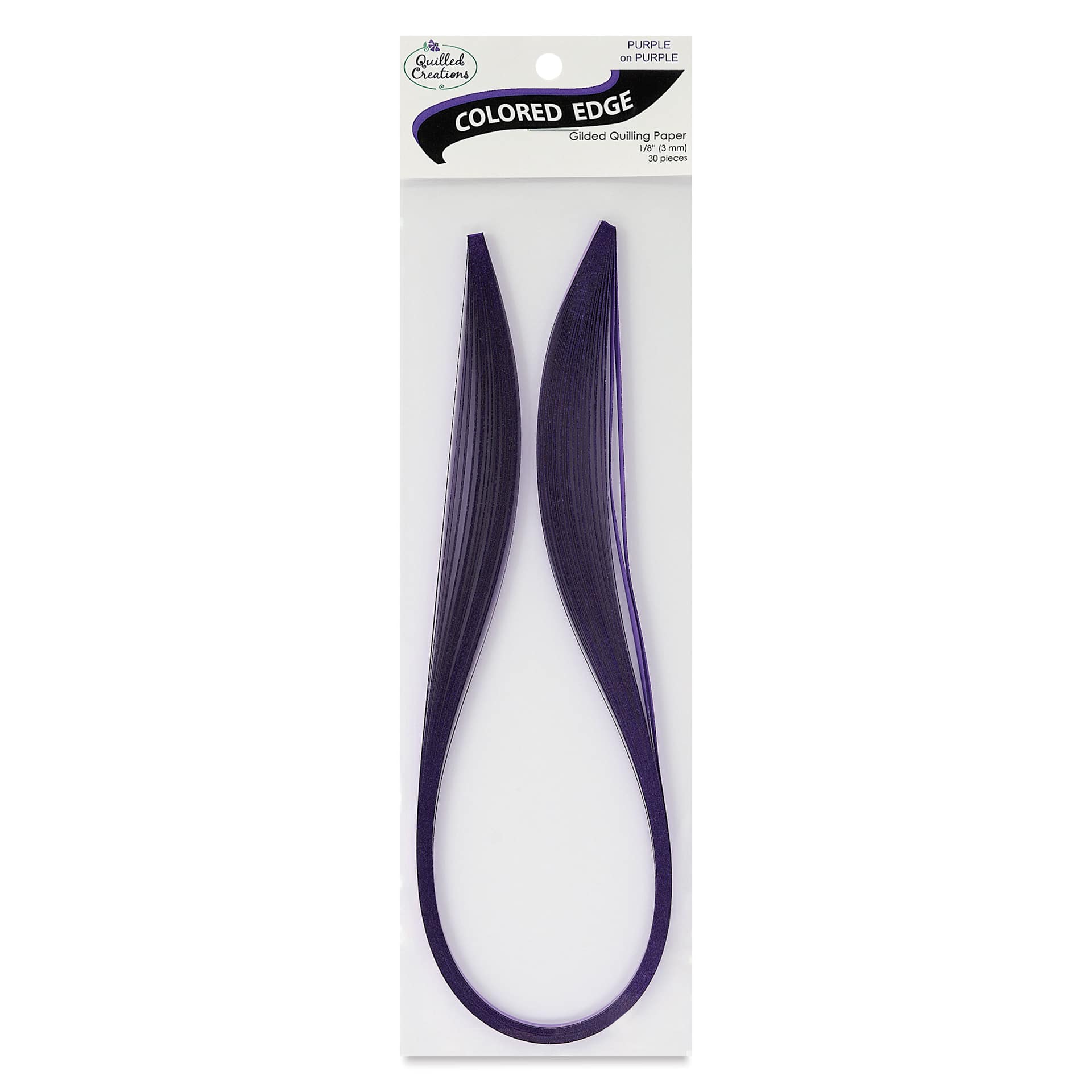 Quilled Creations Colored Edge Gilded Quilling Paper - Pkg of 30, Purple, 1/8" front of packaging