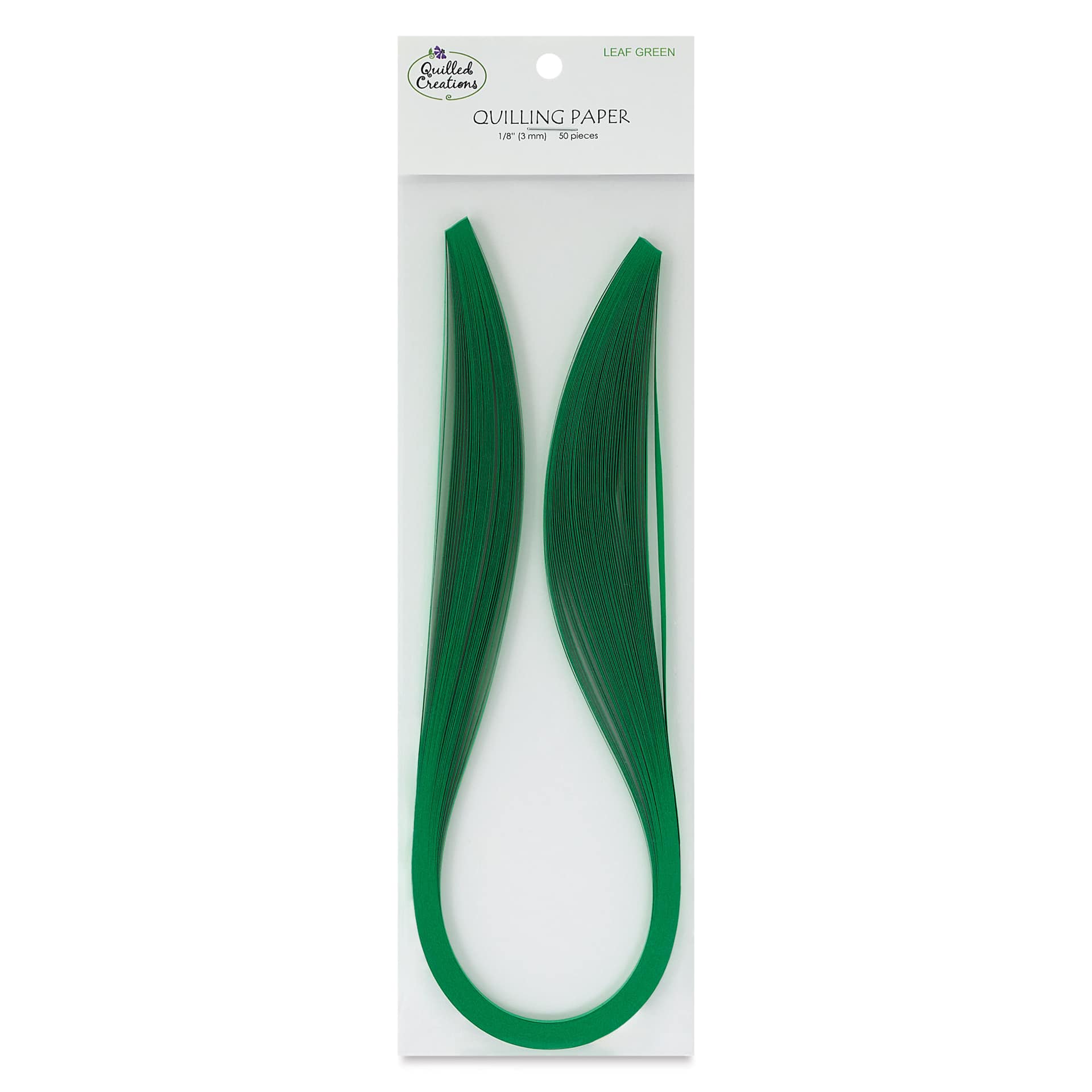 Quilled Creations Premium Quilling Paper - Pkg of 50, Leaf Green, 1/8" front of packaging