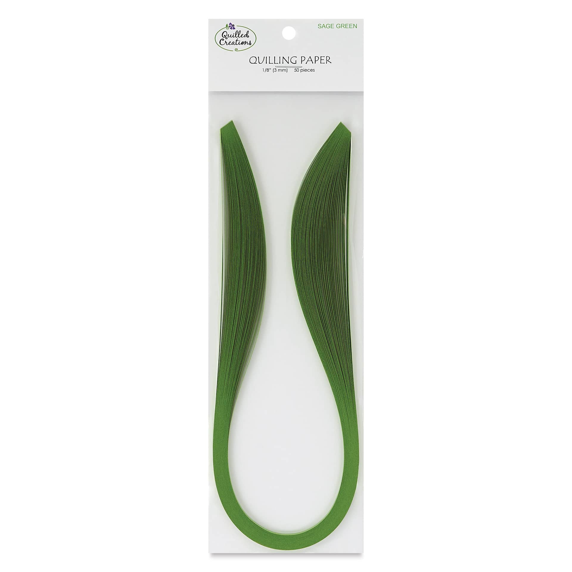 Quilled Creations Premium Quilling Paper - Pkg of 50, Sage Green, 1/8" front of packaging