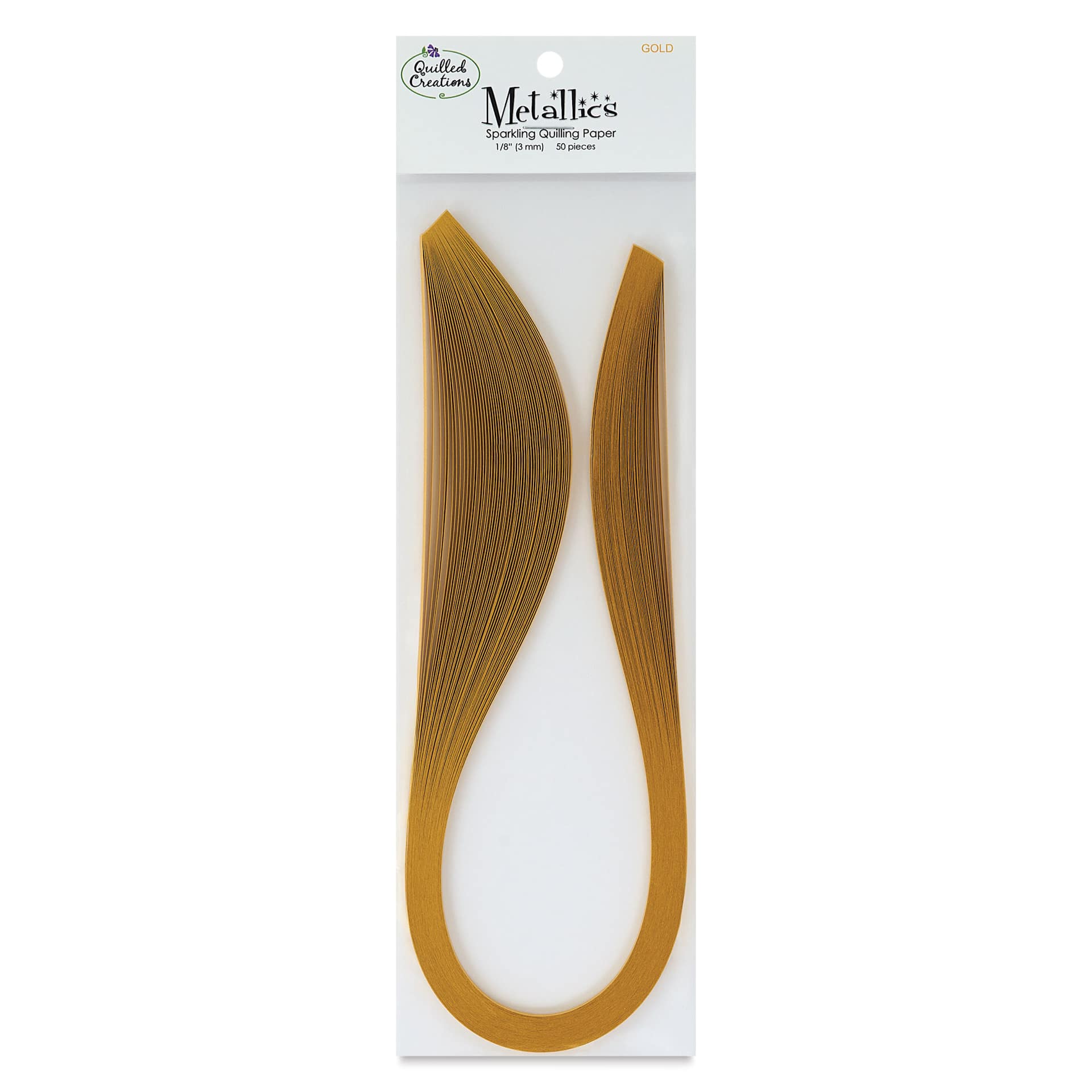 Quilled Creations Metallic Quilling Paper - Pkg of 50, Gold, 1/8" front of packaging