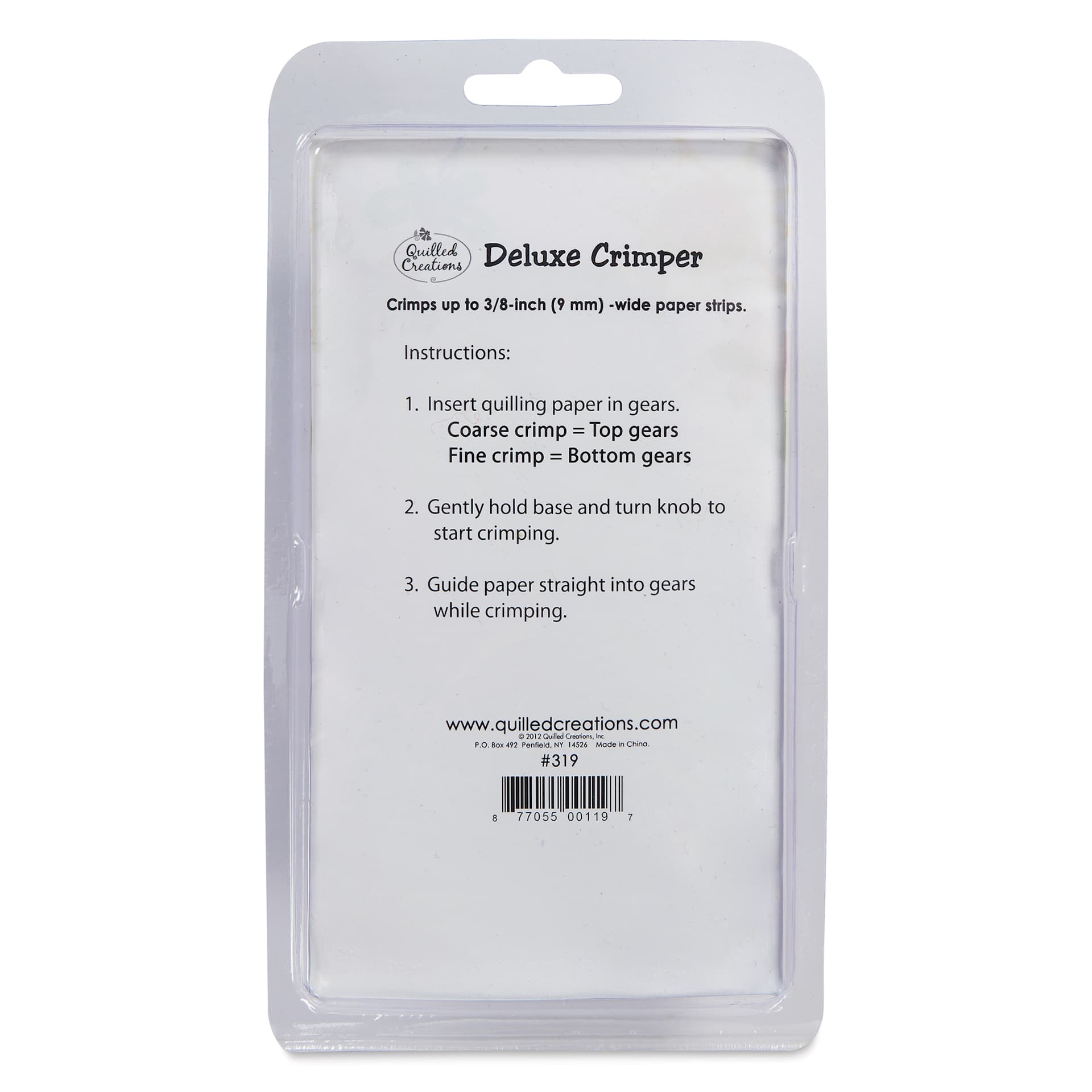 Quilled Creations Deluxe Quilling Crimper - back of packaging