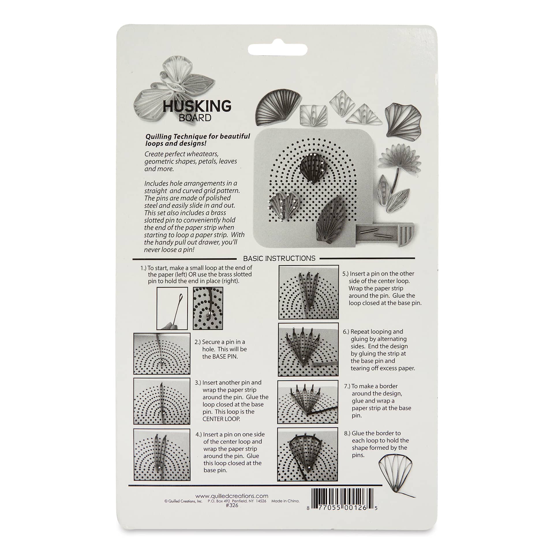 Quilled Creations Husking Board - back of packaging