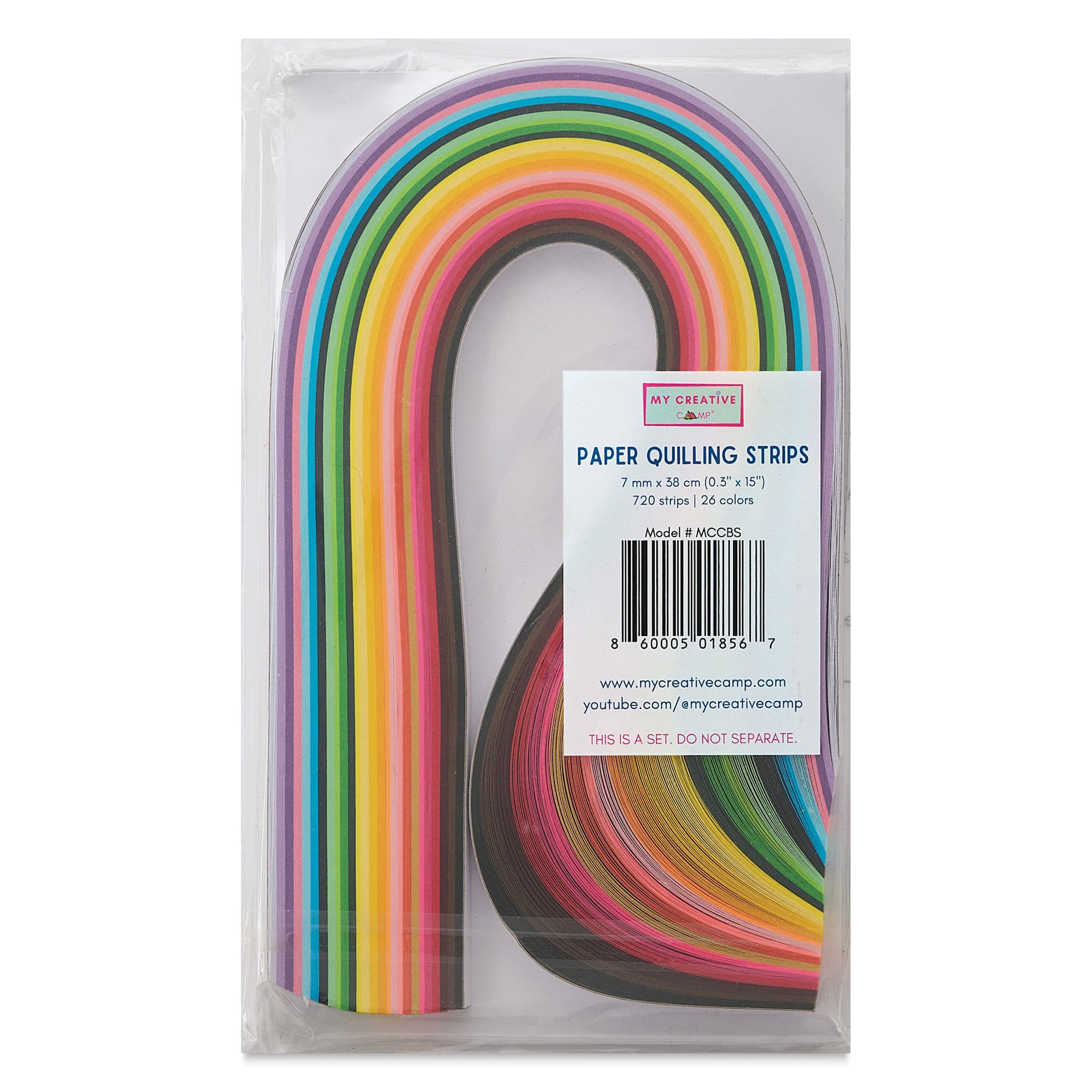 My Creative Camp Paper Quilling Strips - Pkg of 720. Set of 26 colors, Mixed, 38 cm x 7 mm in packaging