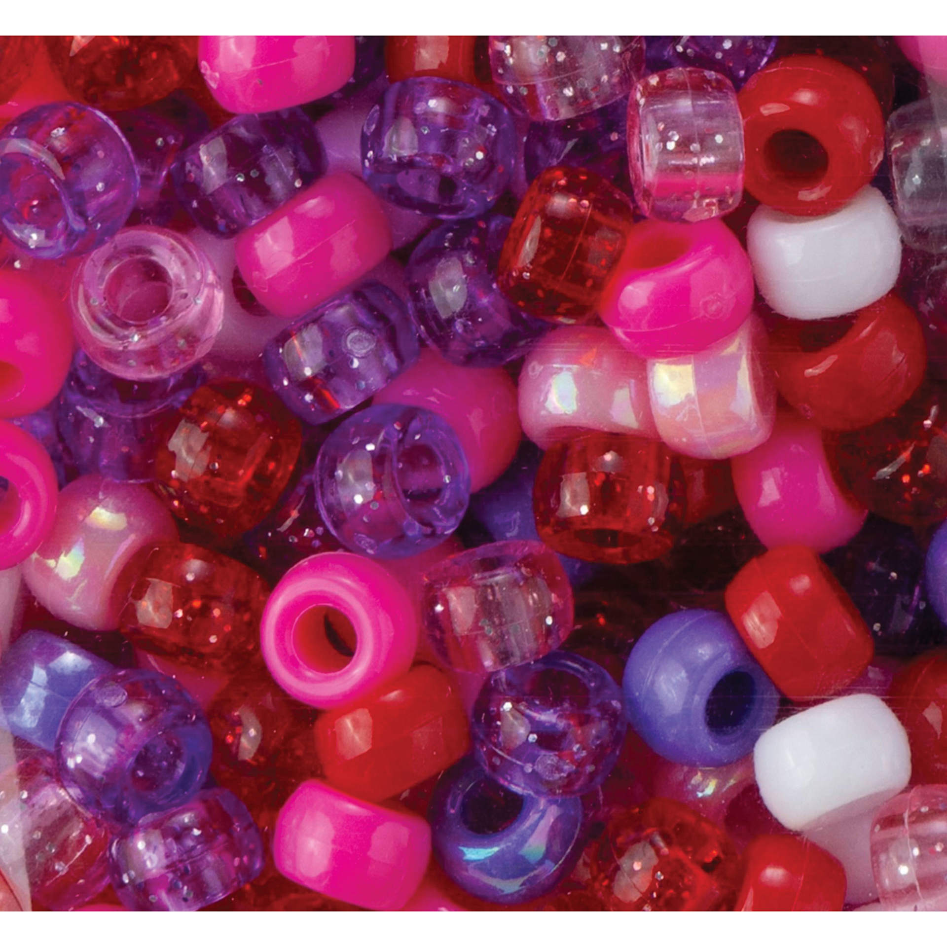 Cousin DIY Fun Pack Pony Beads - Pkg of 500, Valentine Mix, 6 mm x 9 mm