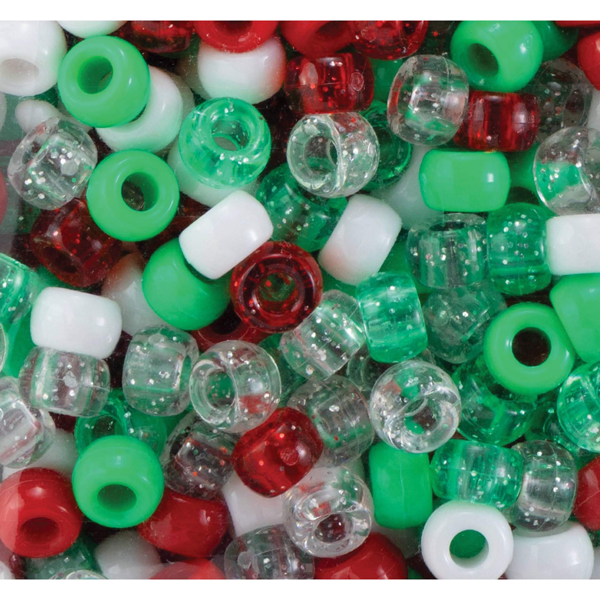 Cousin DIY Fun Pack Pony Beads - Pkg of 500, Christmas Mix, 6 mm x 9 mm