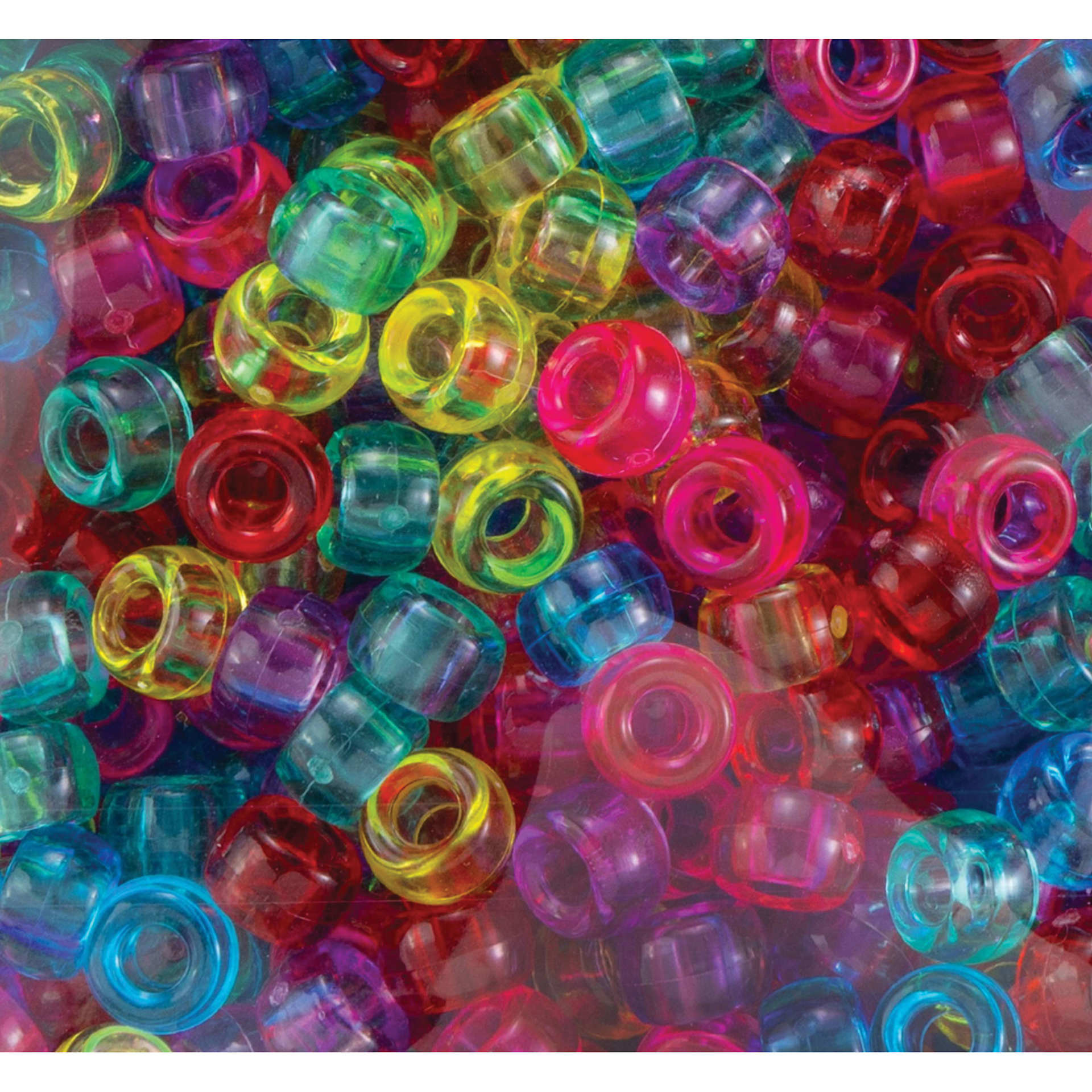 Cousin DIY Fun Pack Pony Beads - Pkg of 750, Transparent Multicolor, 6 mm x 9 mm