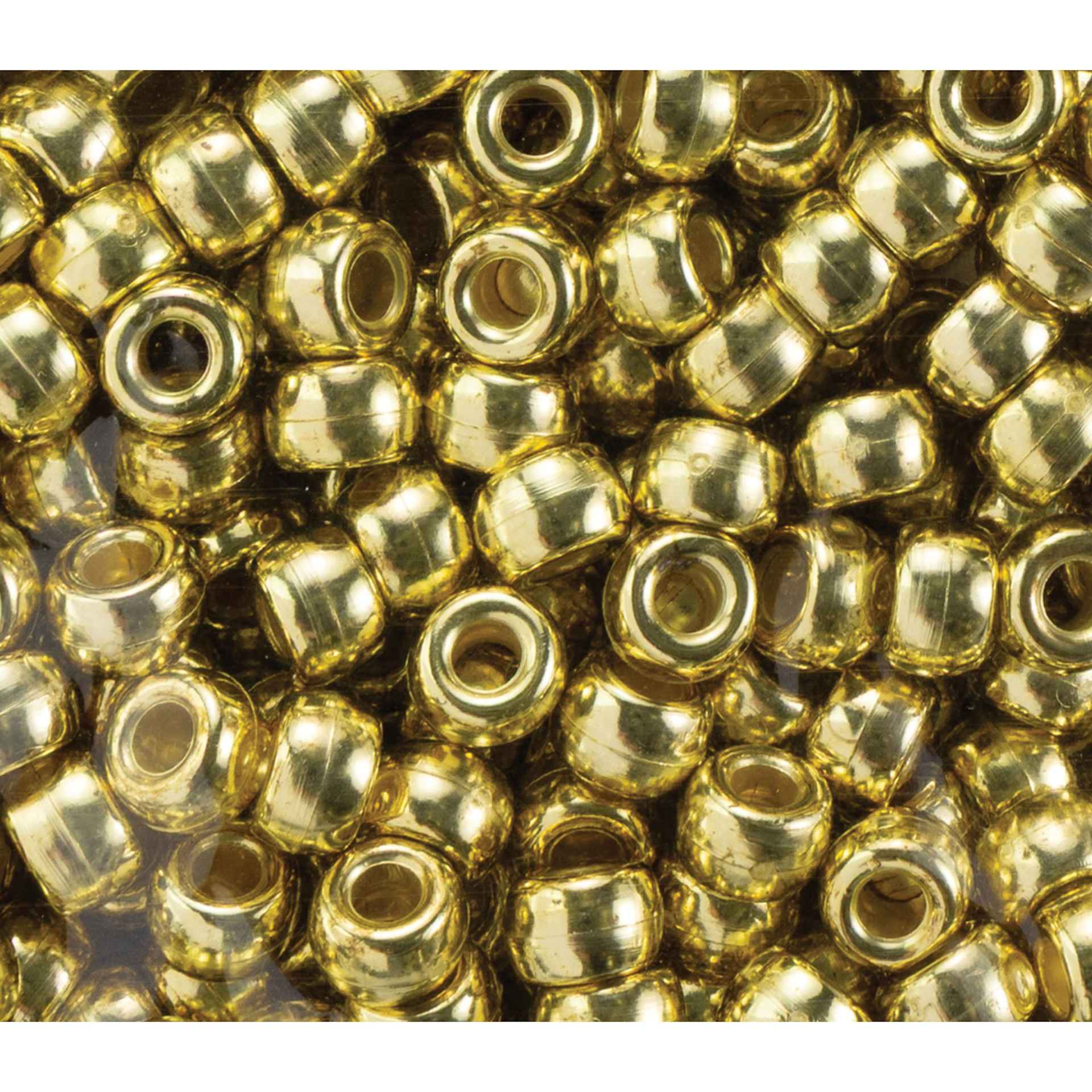 Cousin DIY Fun Pack Pony Beads - Pkg of 500, Metallic Gold, 6 mm x 9 mm