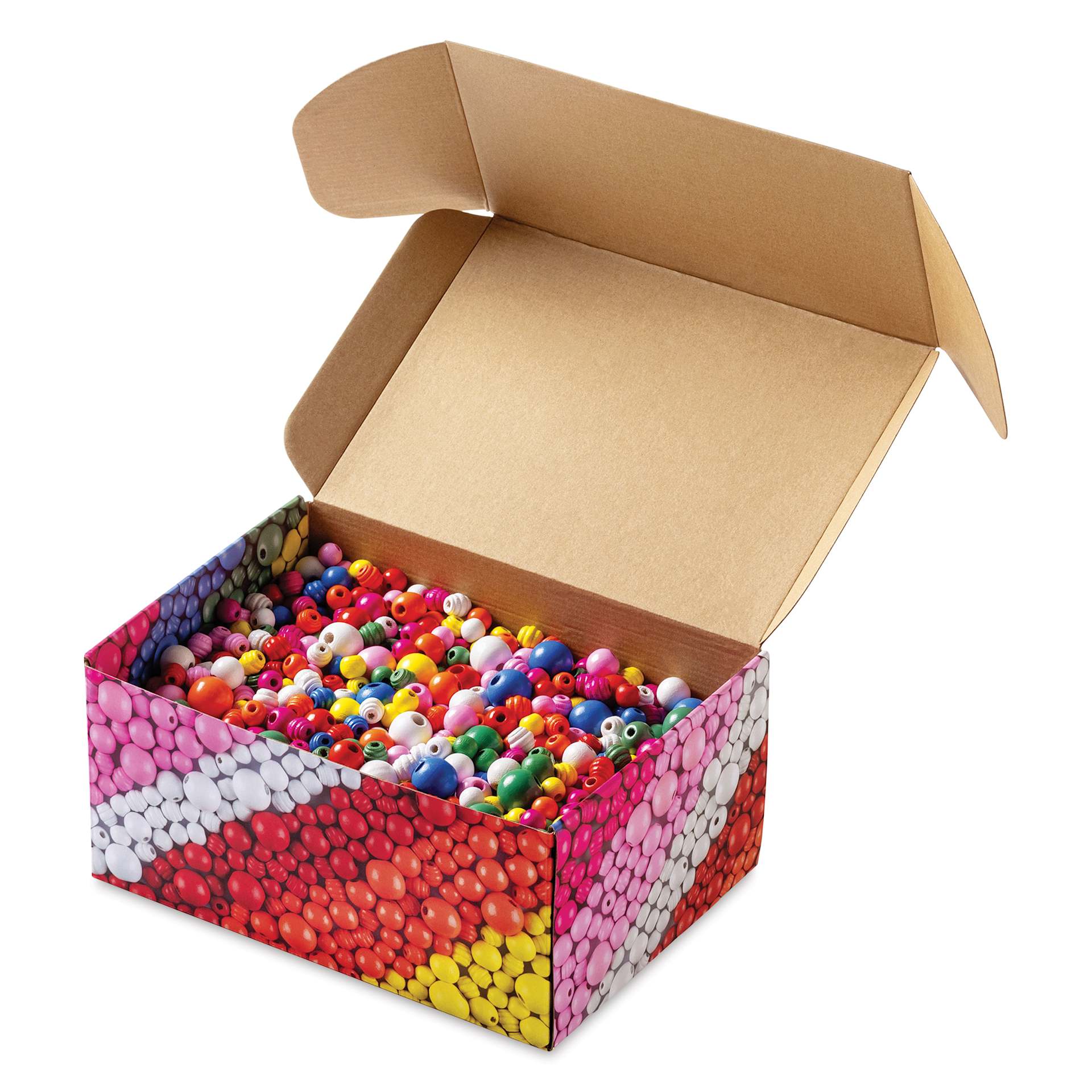 Folia Jumbo Wooden Bead Mix - Primary, 1 kg Box opened packaging