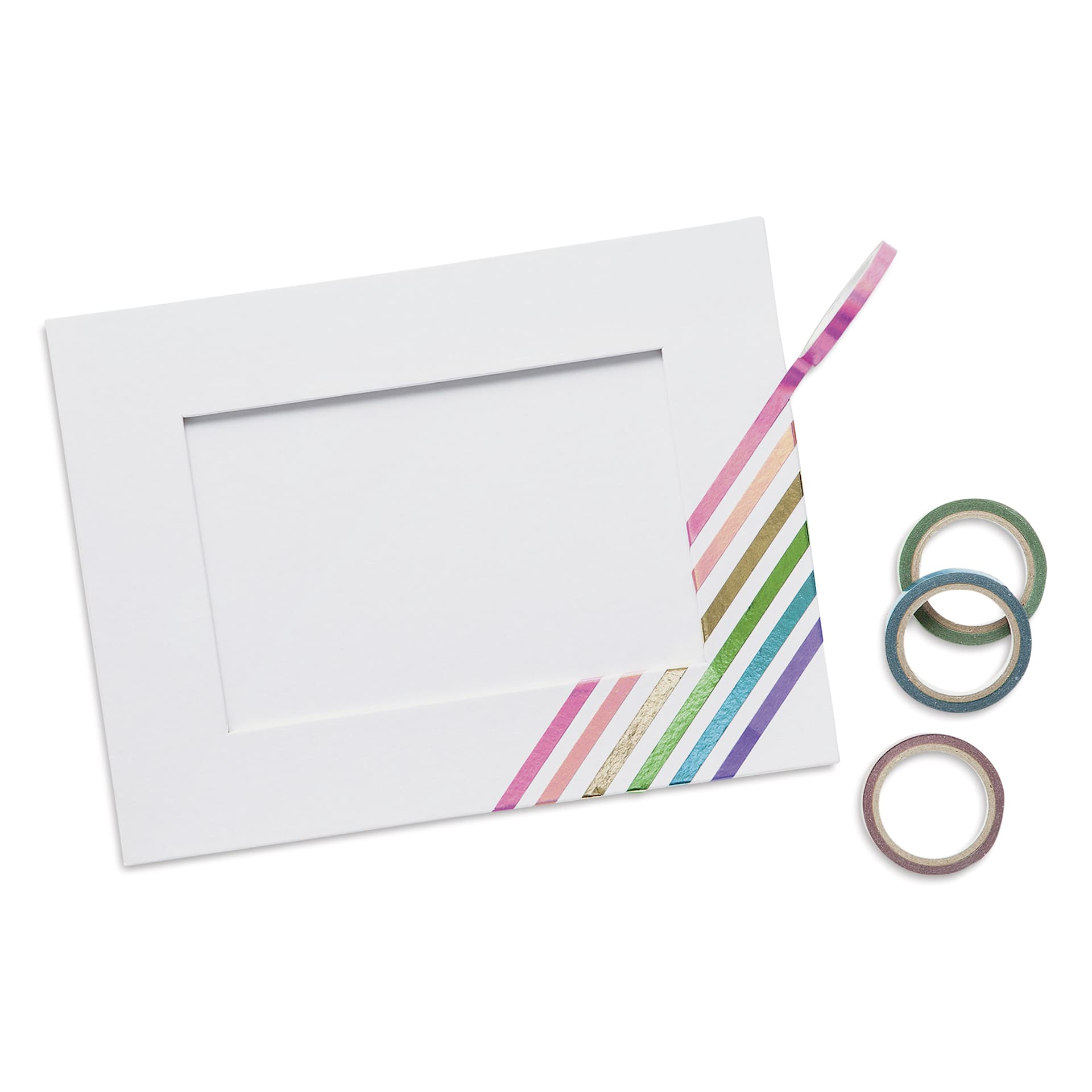 Folia Cardboard Picture Frames - Set of 2, Rectangular, 10 cm x 15 cm in progress project with decorative tape