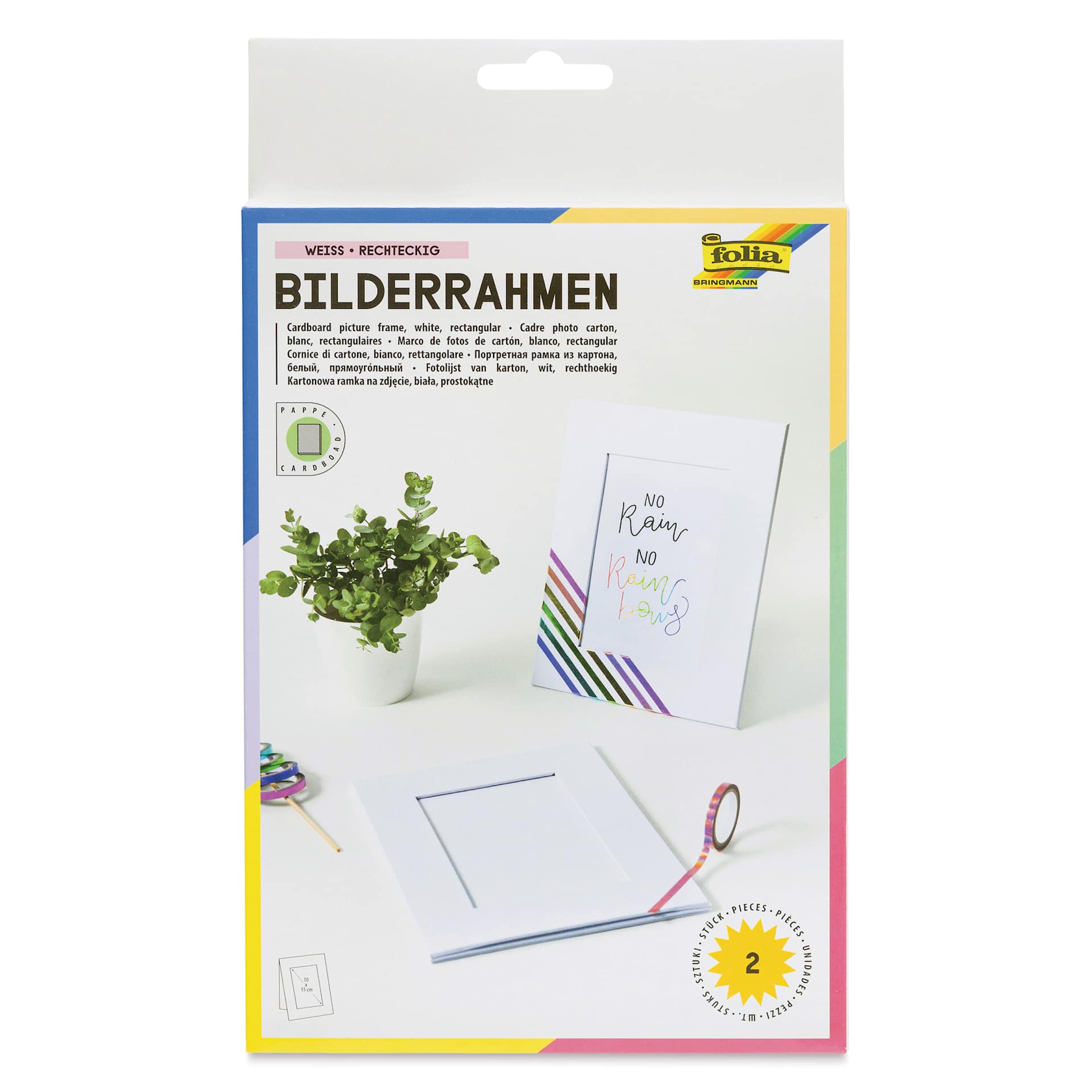 Folia Cardboard Picture Frames - Set of 2, Rectangular, 10 cm x 15 cm front of packaging