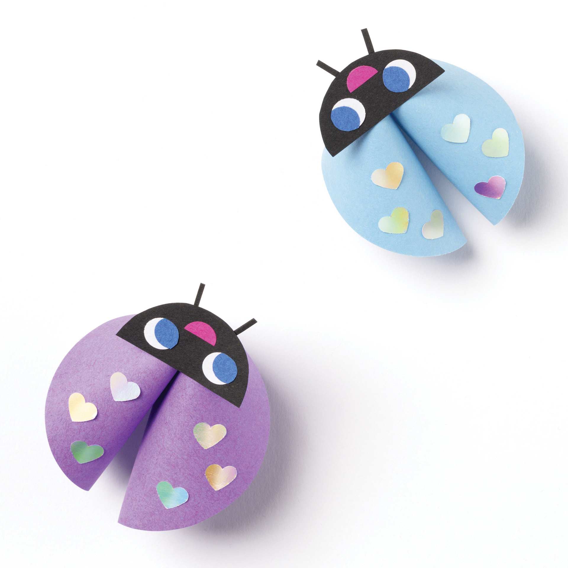 Folia Round Origami Paper - Pkg of 500, 10 Assorted Colors, 15 cm Dia showing completed ladybug projects