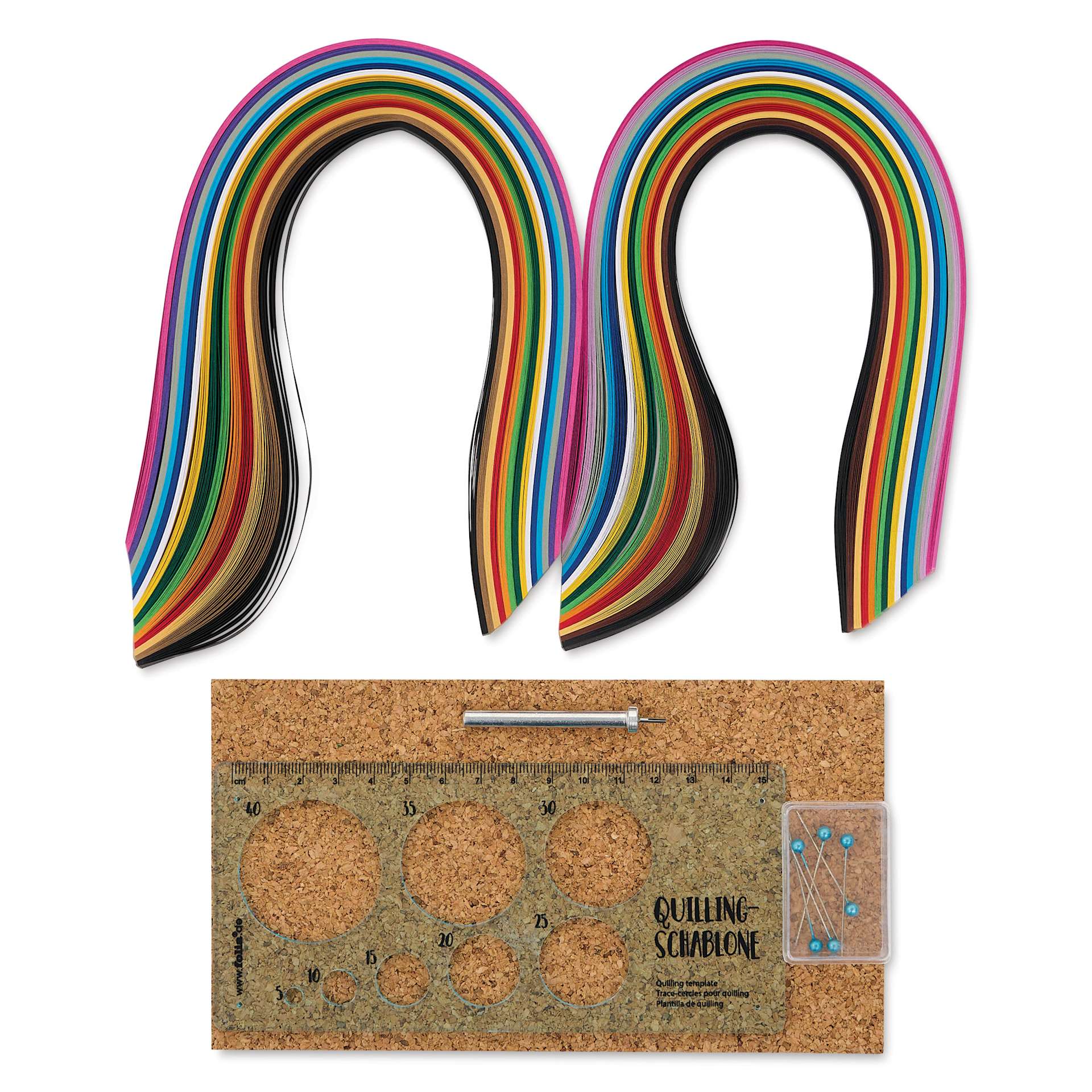 Folia Quilling Kit - Pkg of 290, Assorted Colors contents