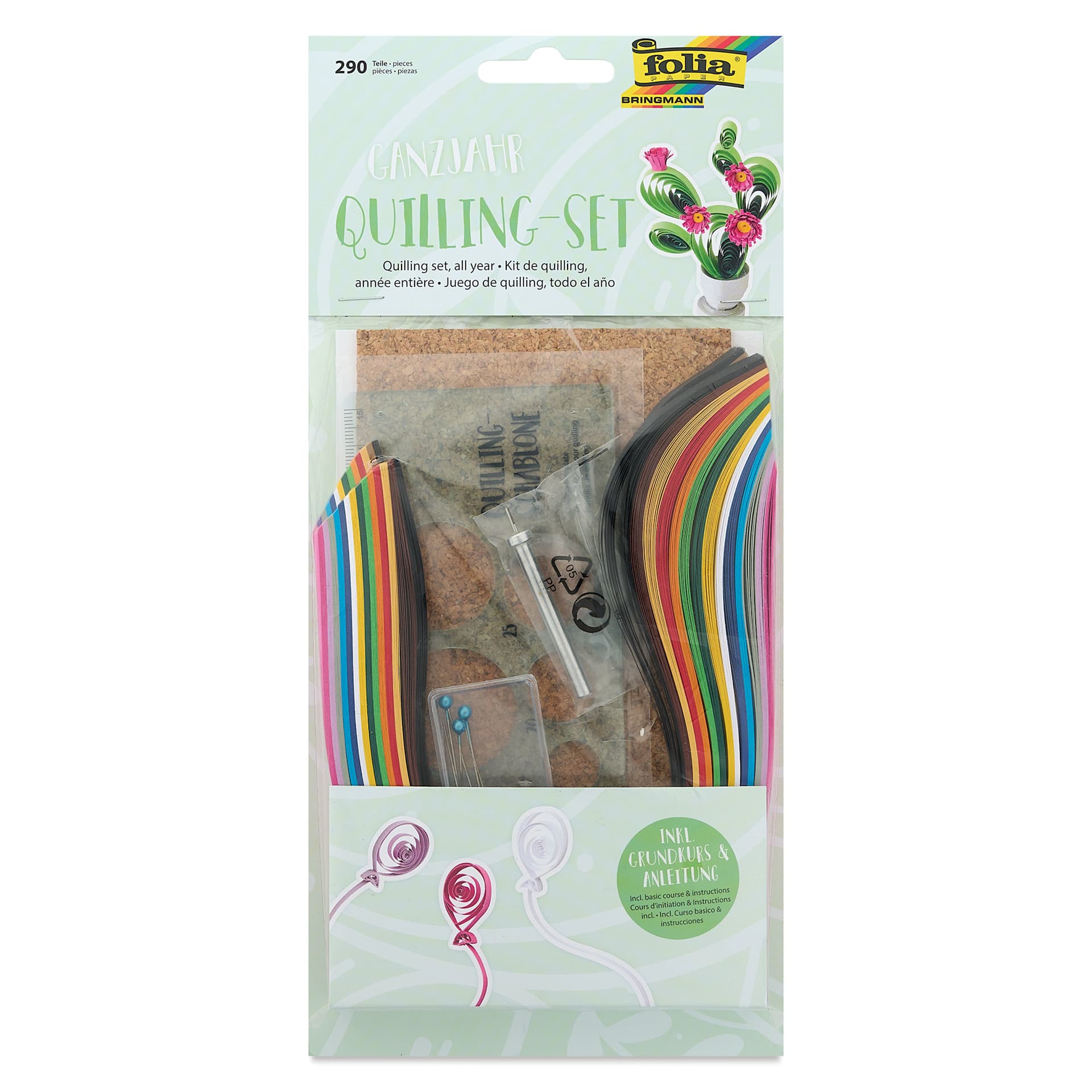 Folia Quilling Kit - Pkg of 290, Assorted Colors front of packaging