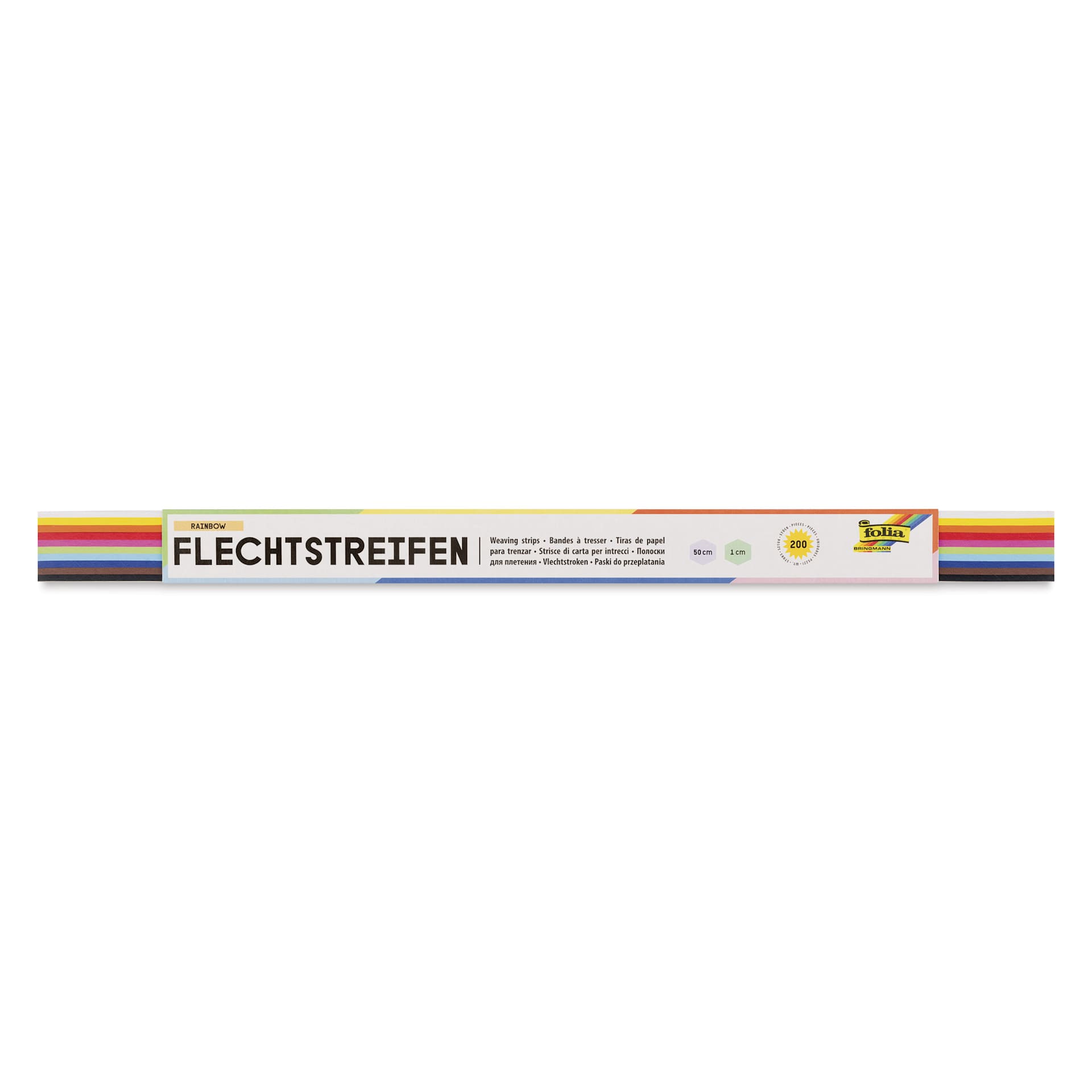 Folia Paper Weaving Strips - Pkg of 200, Assorted, 0.4" x 20" front of packaging