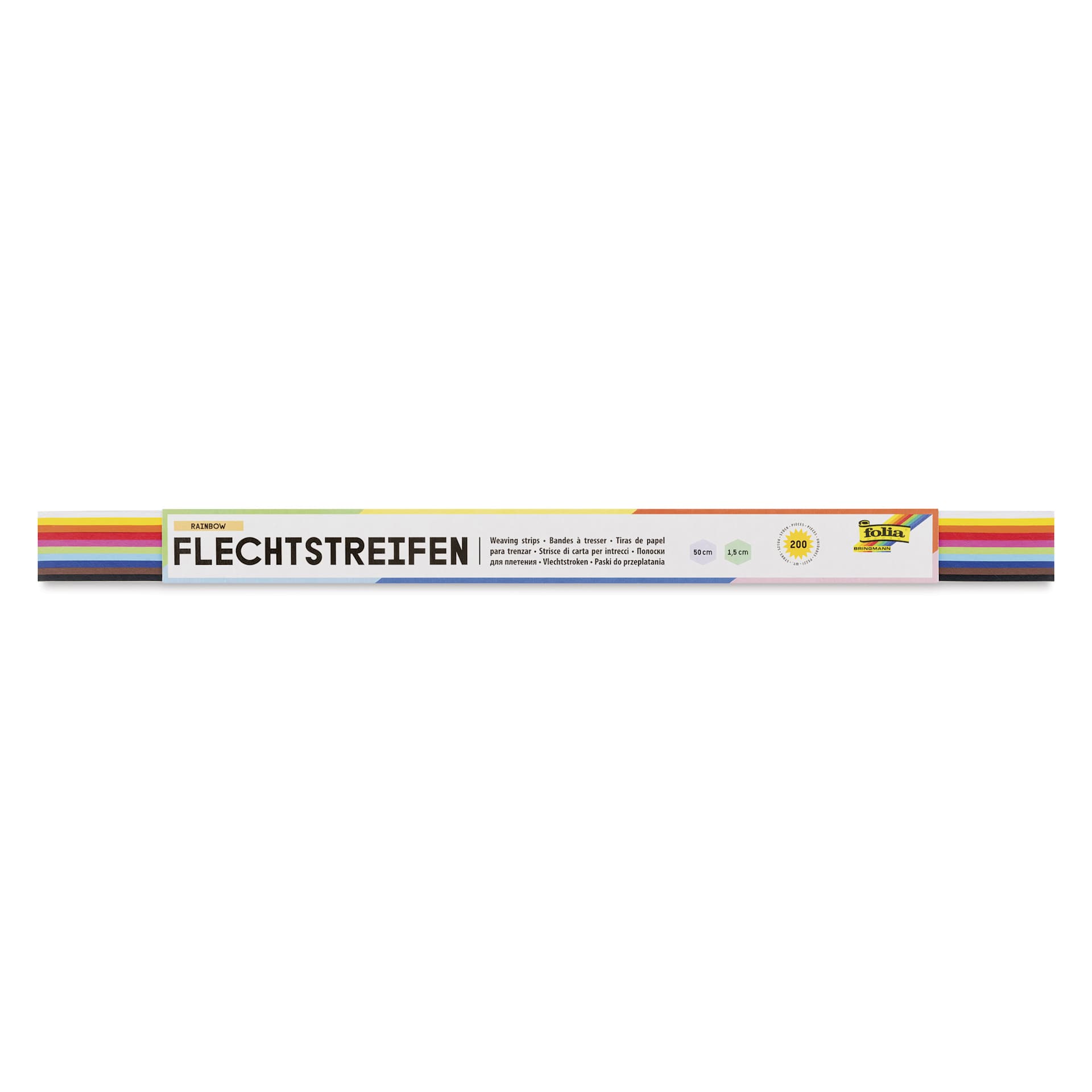 Folia Paper Weaving Strips - Pkg of 200, Assorted, 0.6" x 20" front of packaging