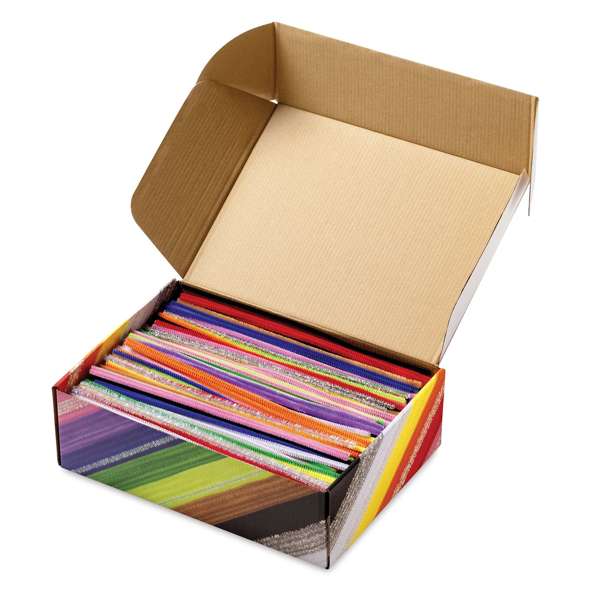 Folia Jumbo Chenille Mix - Pkg of 700, 13 Assorted Colors, 30 cm opened packaging showing contents