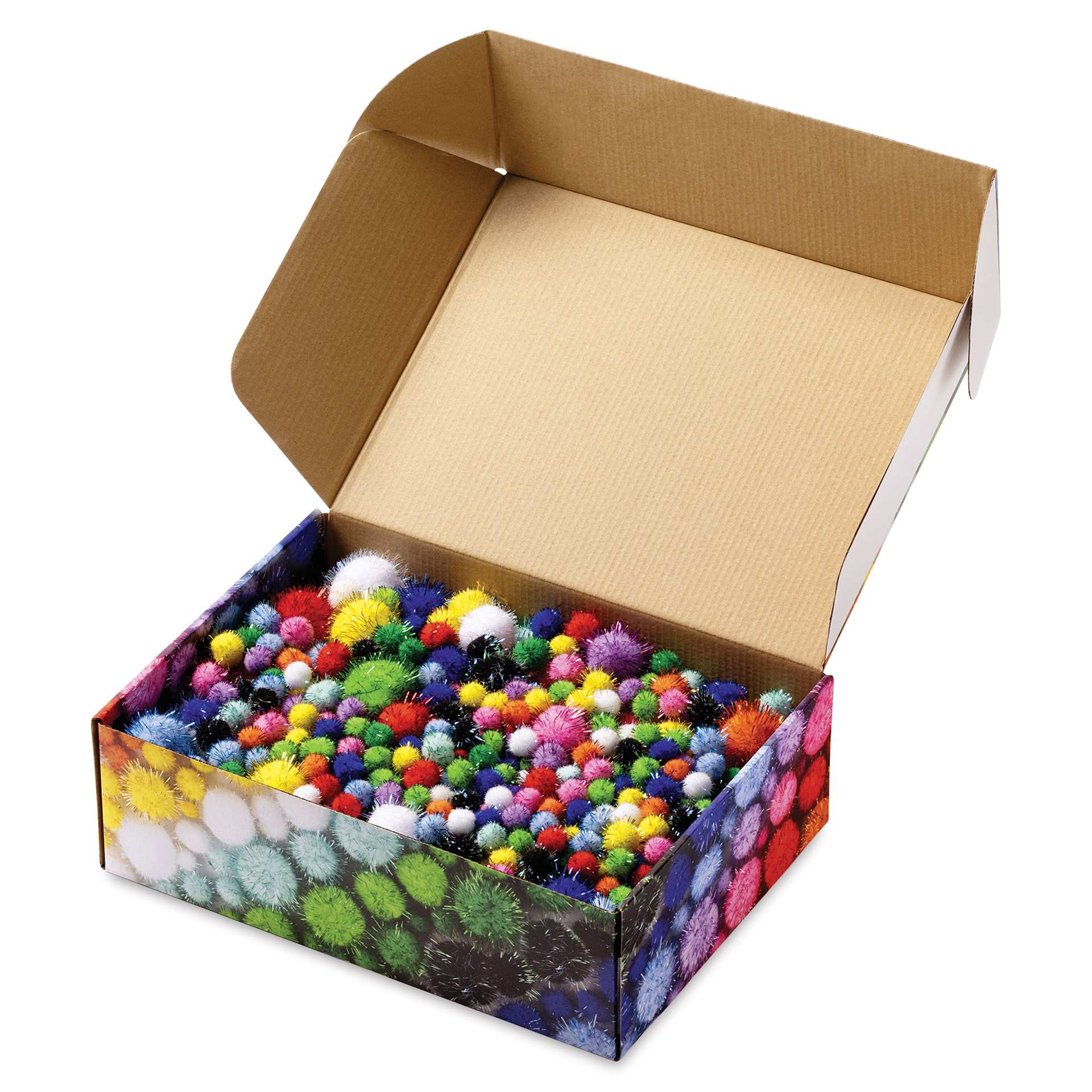 Folia Jumbo Pompons Mix - Glitter, 300 g opened packaging showing contents