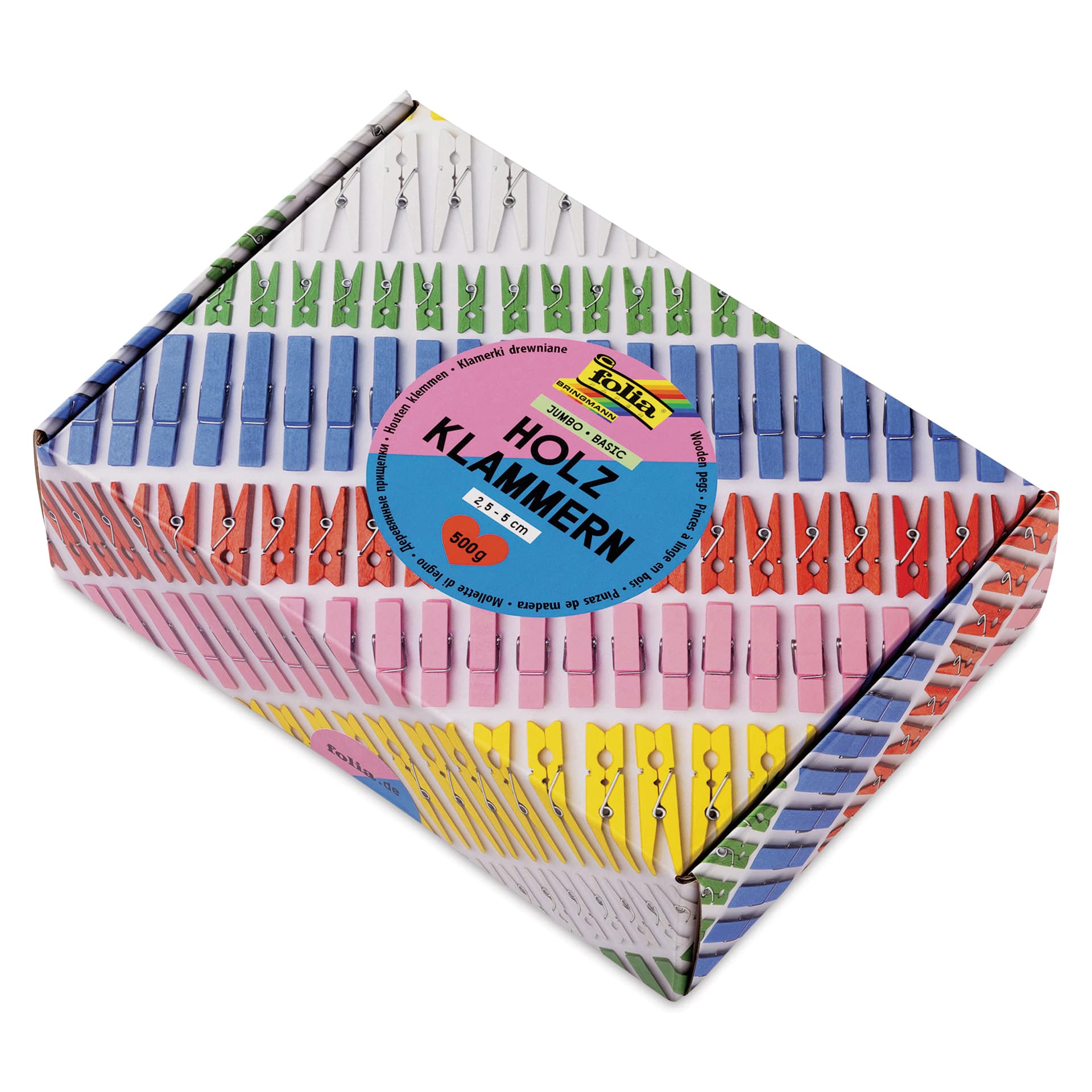 Folia Jumbo Wooden Peg Mix - Basic, 500 g angled view of packaging